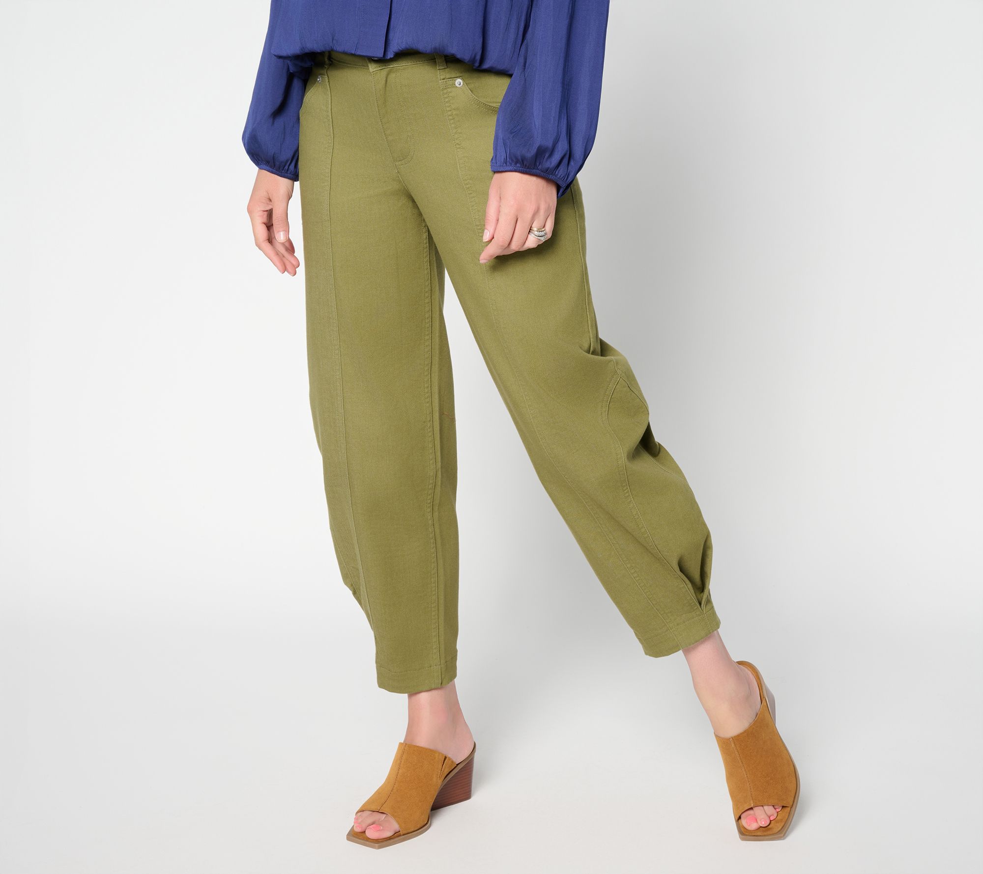 LOGO by Lori Goldstein Regular Color Seam Barrel Leg Jean