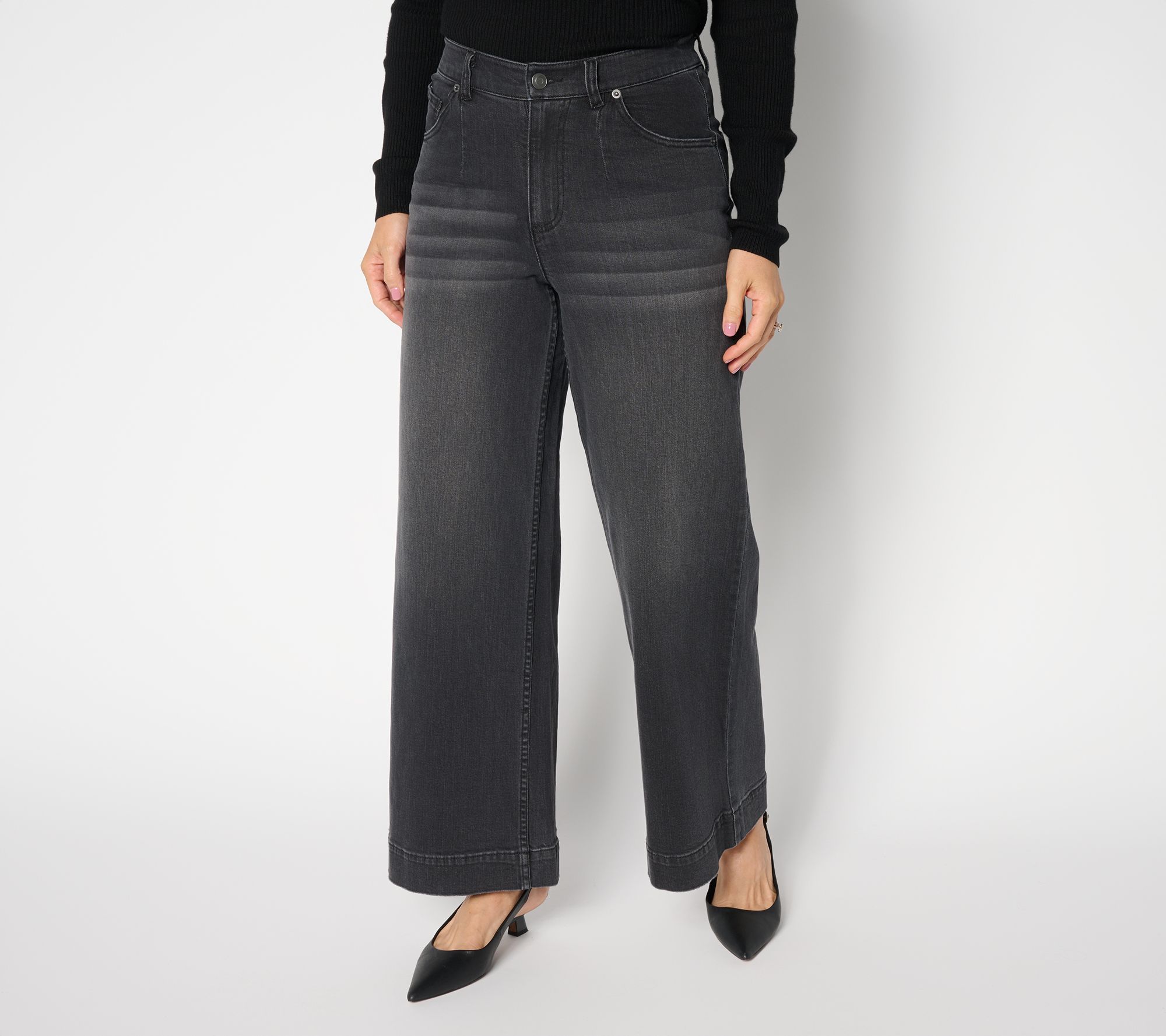 Studio Park x Amy Stran Petite Dart Wide Leg Ankle Jean- Blk