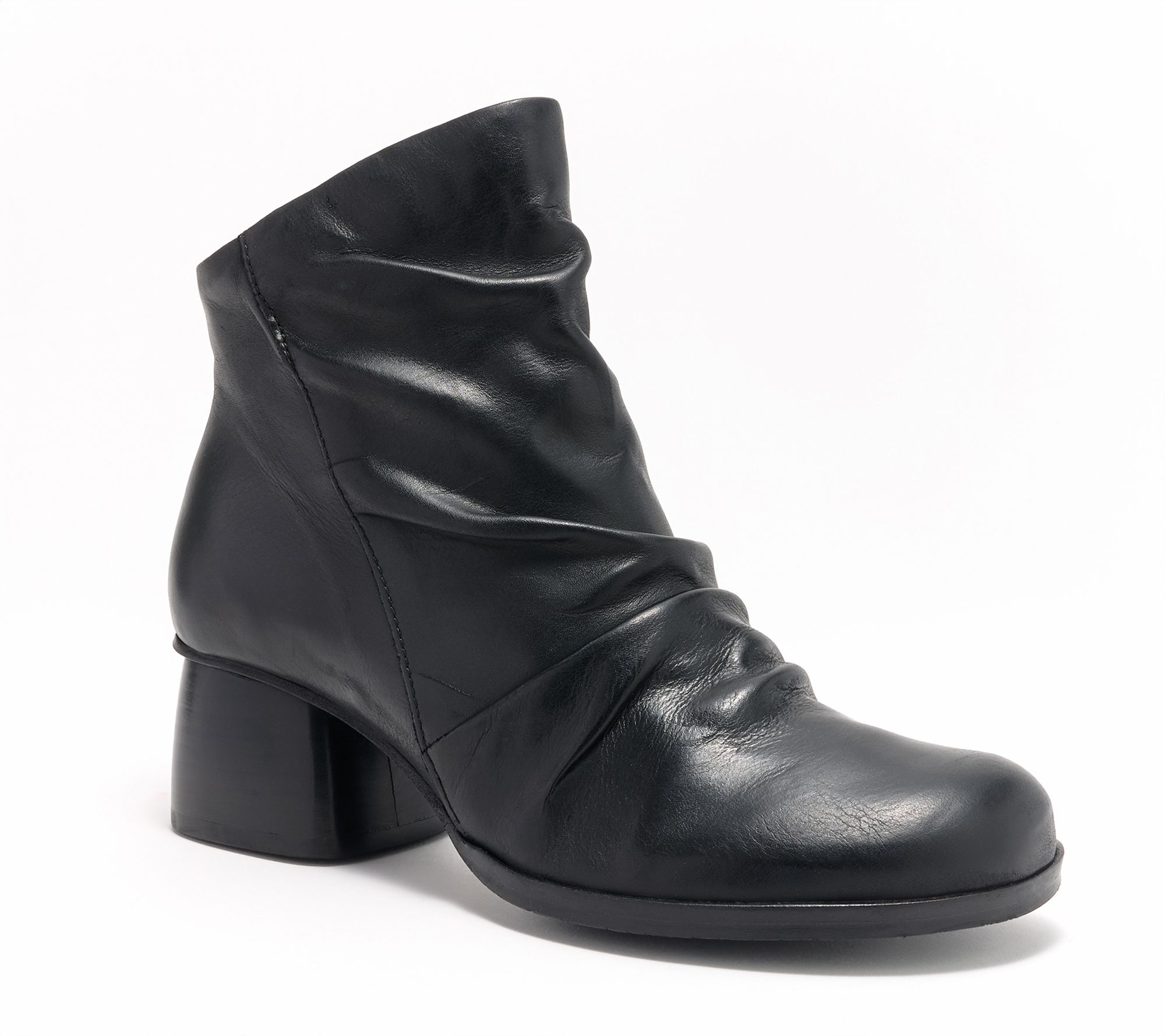 Miz Mooz Ruched Leather Heeled Ankle Boots - Octavia