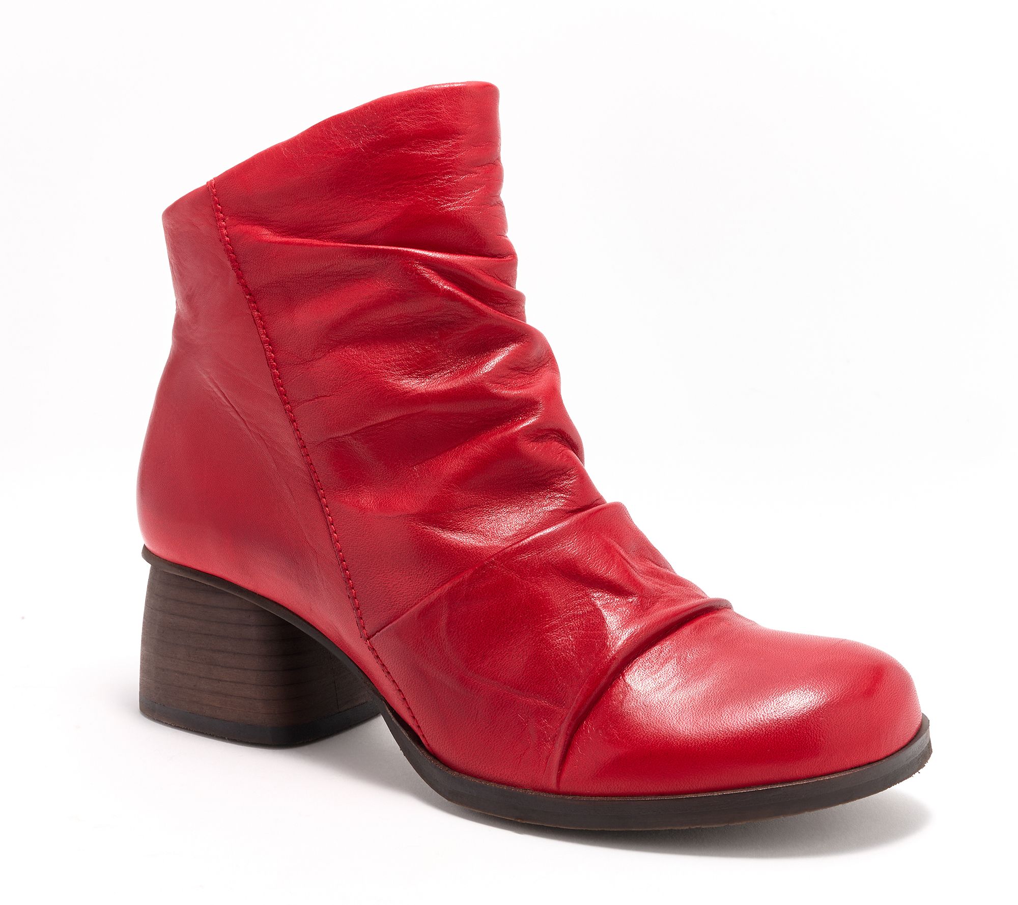 Miz Mooz Ruched Leather Heeled Ankle Boots - Octavia