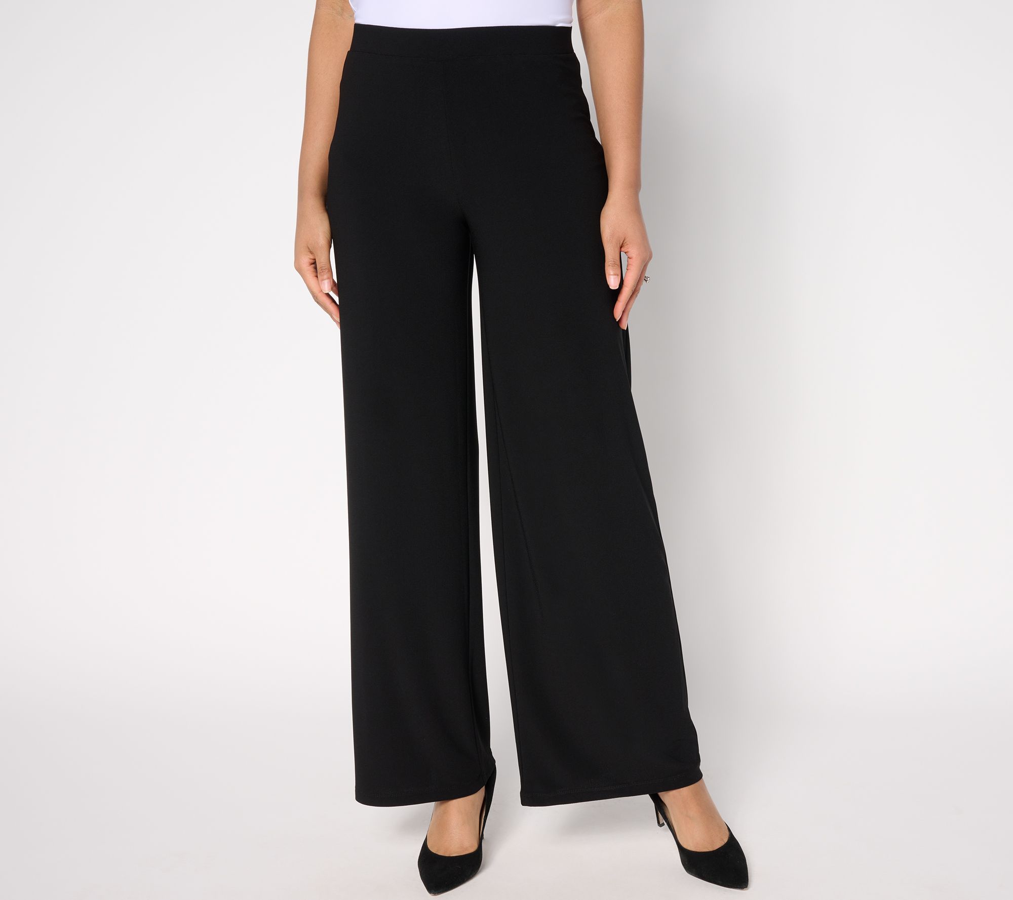 "As Is" Dennis Basso Petite Caviar Crepe Wide Leg Pants