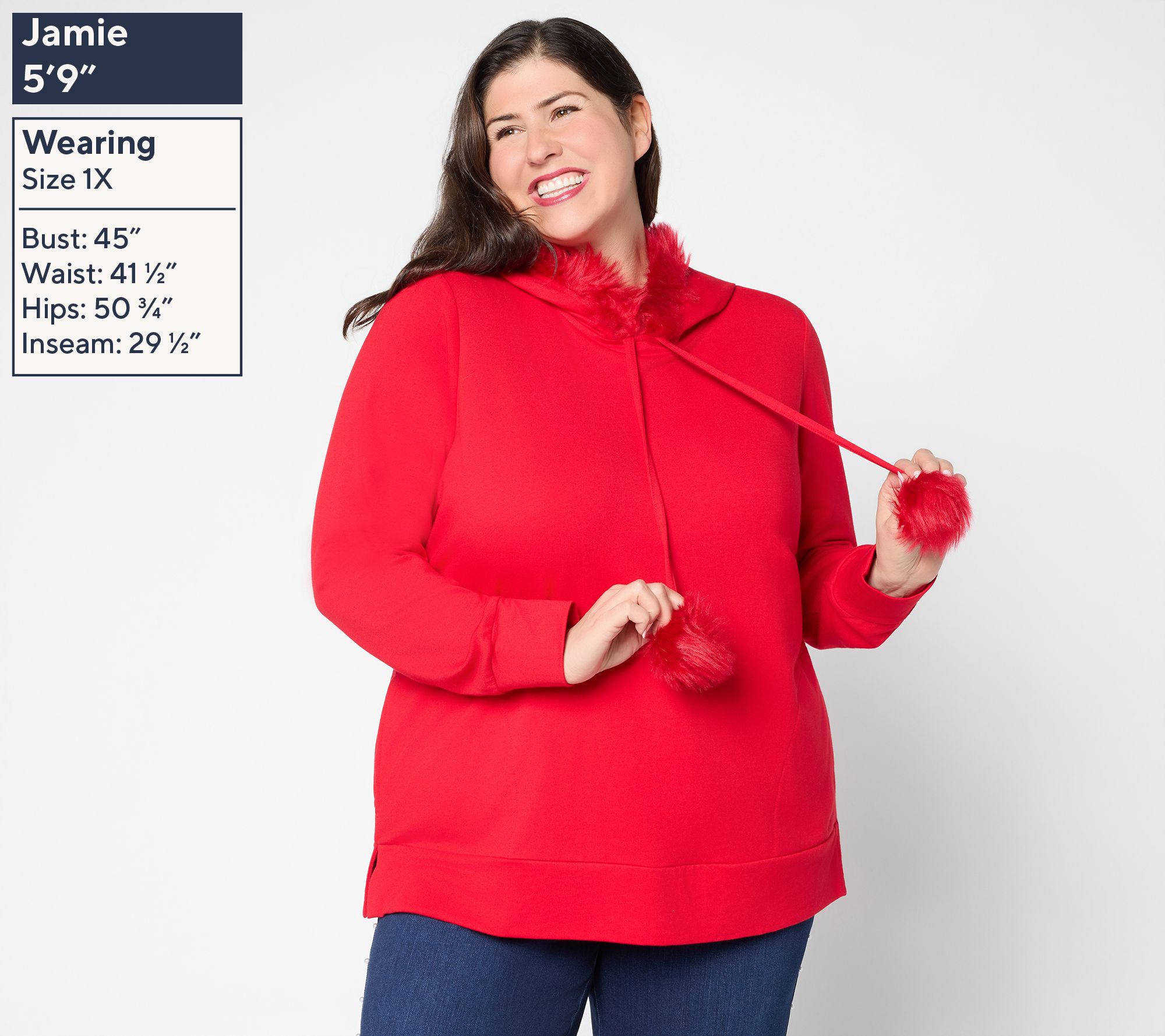 Belle by Kim Gravel Faux Fur Trimmed Hoodie - QVC.com