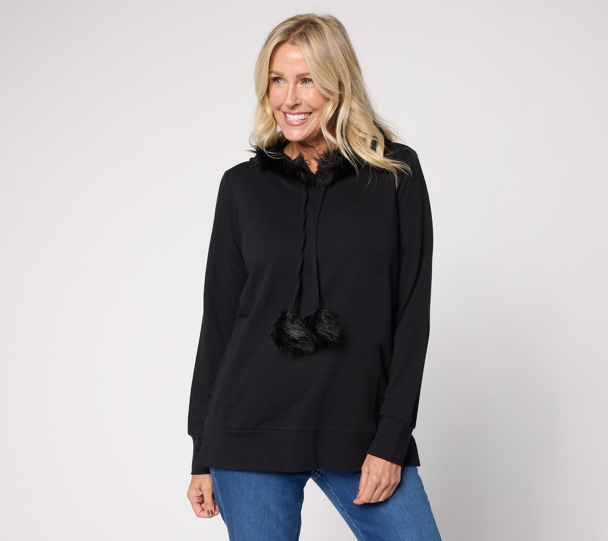 Belle by Kim Gravel Faux Fur Trimmed Hoodie