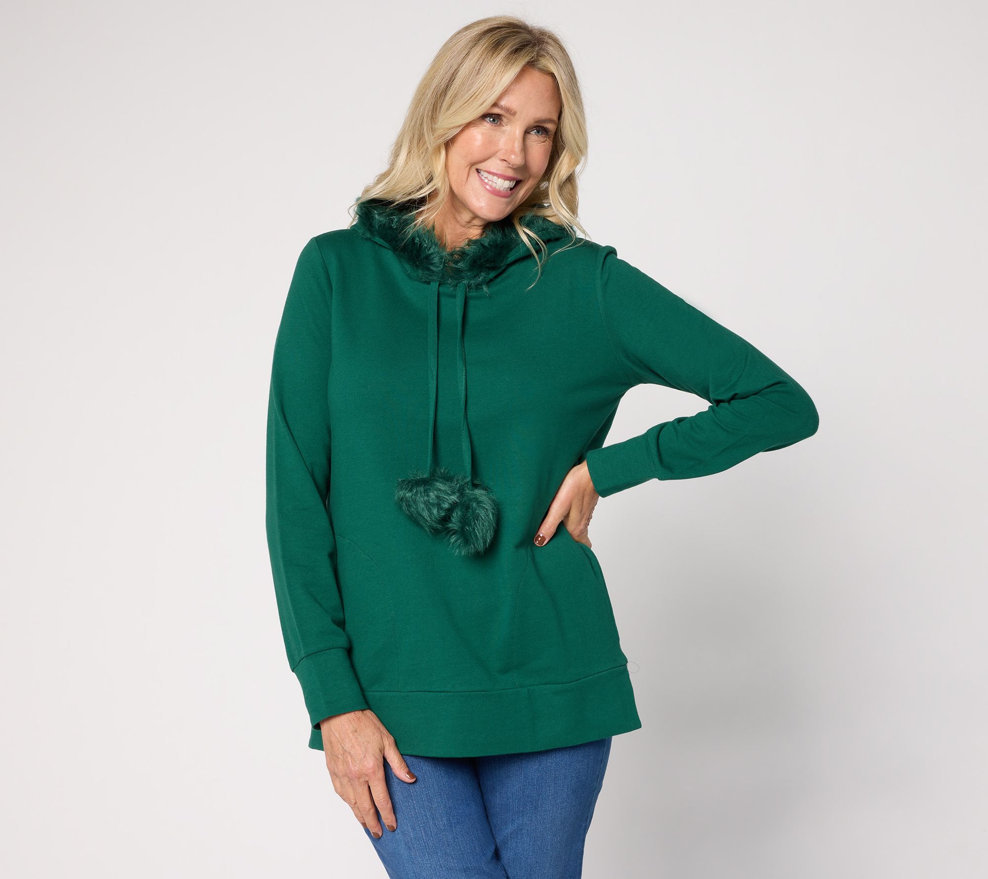 Belle by Kim Gravel Faux Fur Trimmed Hoodie