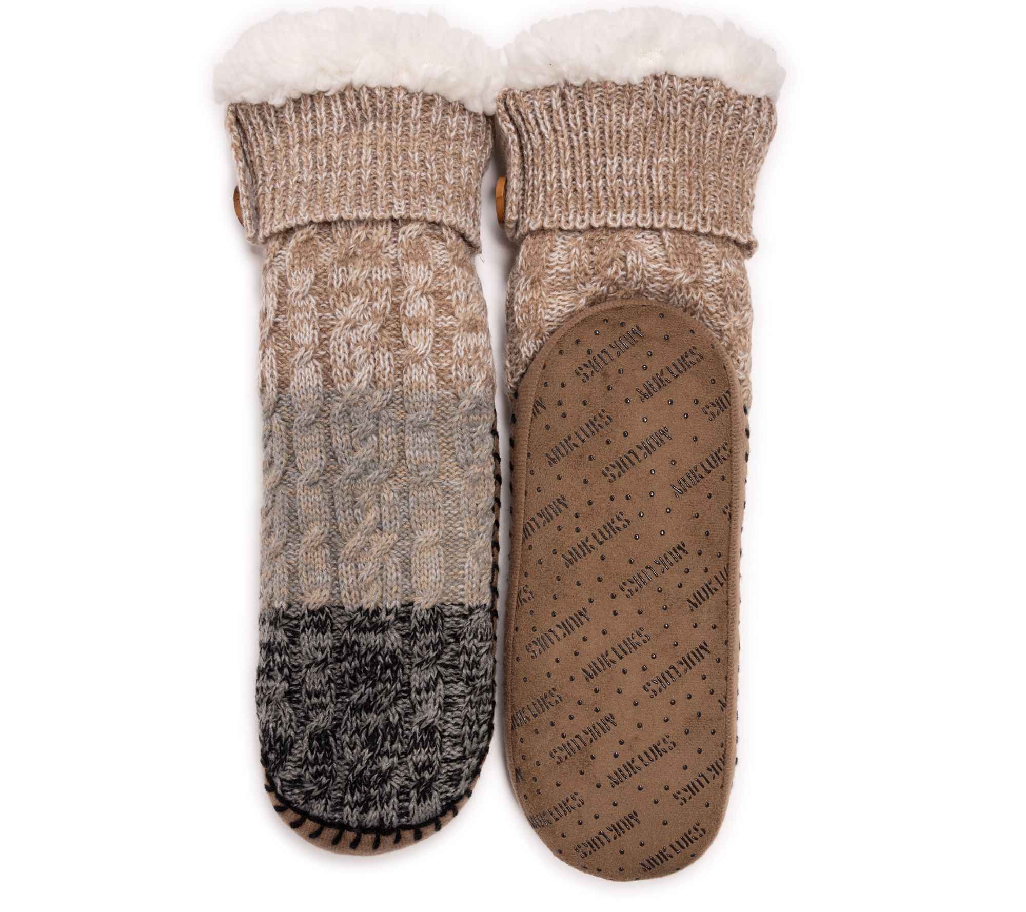 MUK LUKS Women's Short Cable Non-Skid Slipper Socks