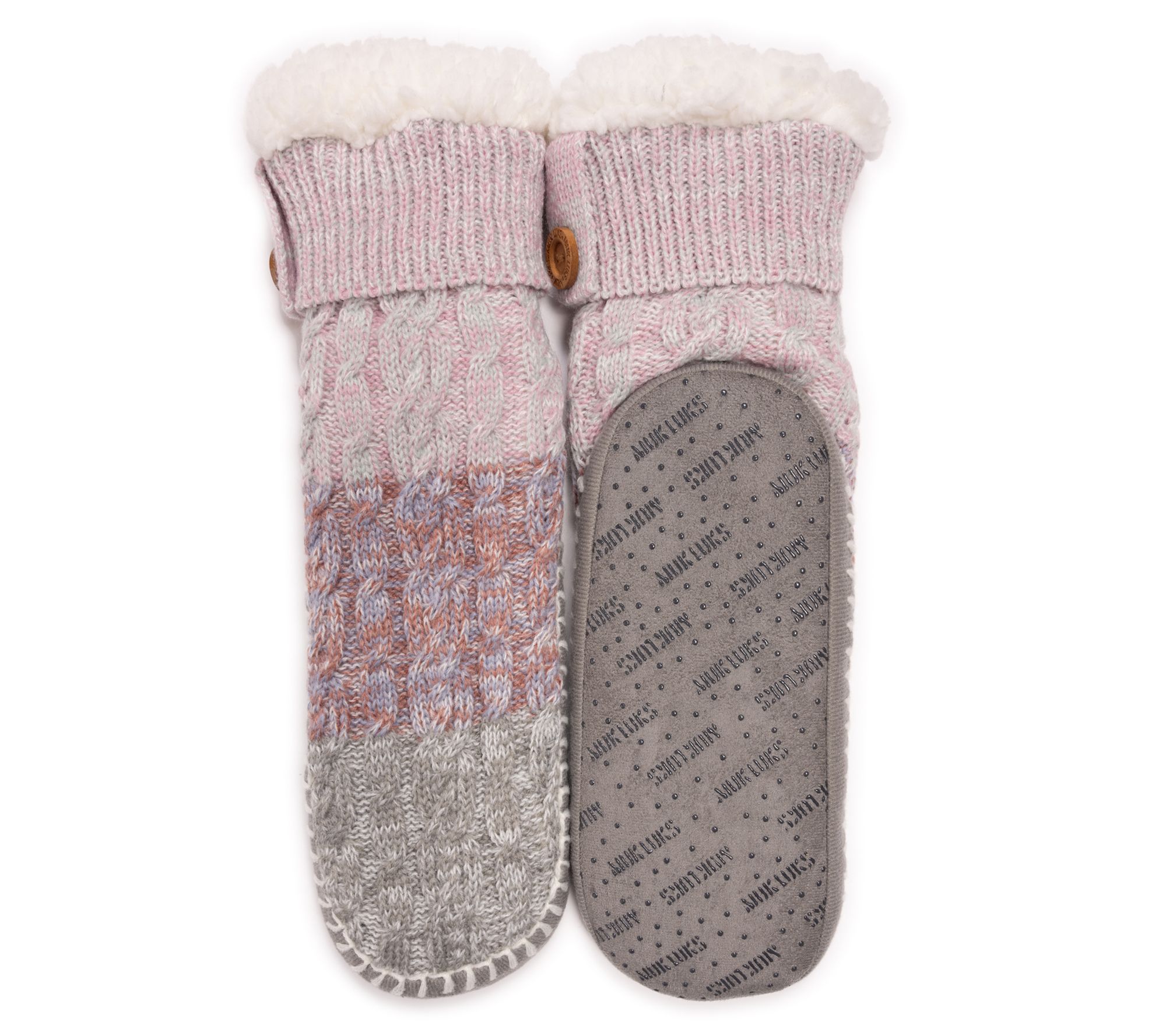 MUK LUKS Women's Short Cable Non-Skid Slipper Socks