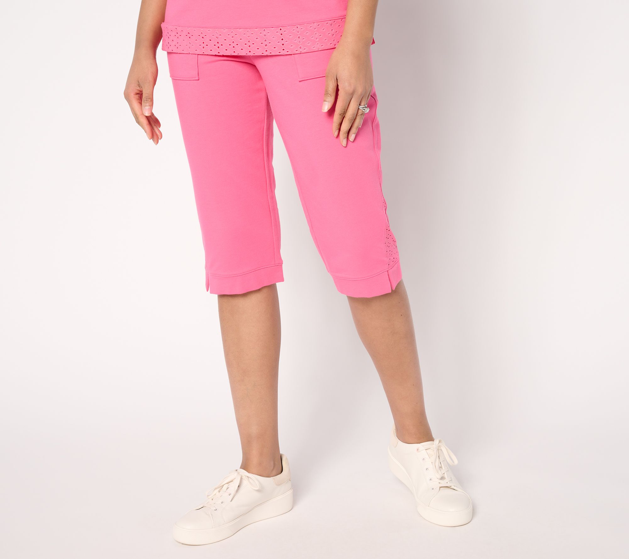 "As Is" Sport Savvy Petite Eyelet and French Terry Skimmer Pant