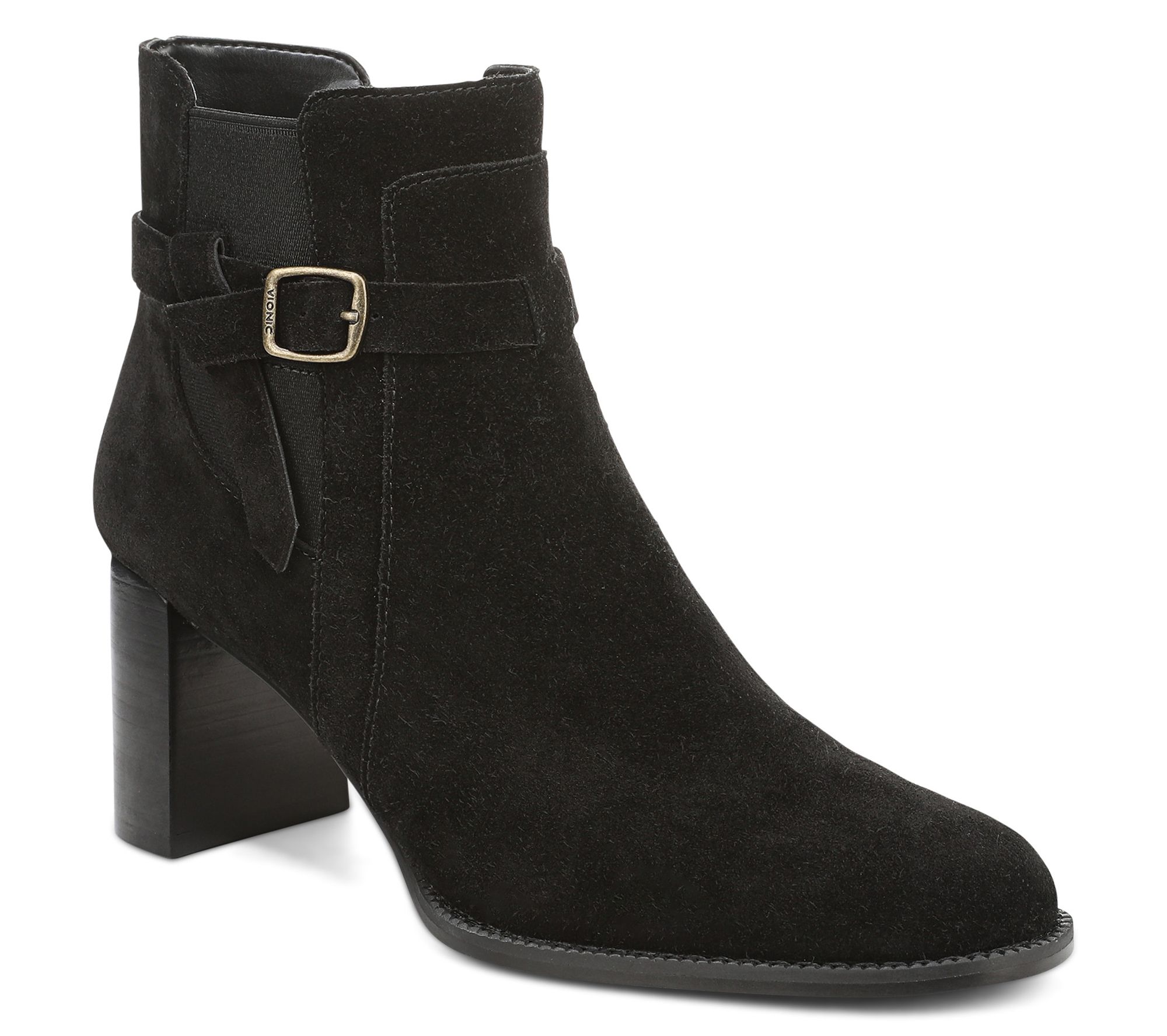 Vionic Suede Block Heel Ankle Boots - Vivette