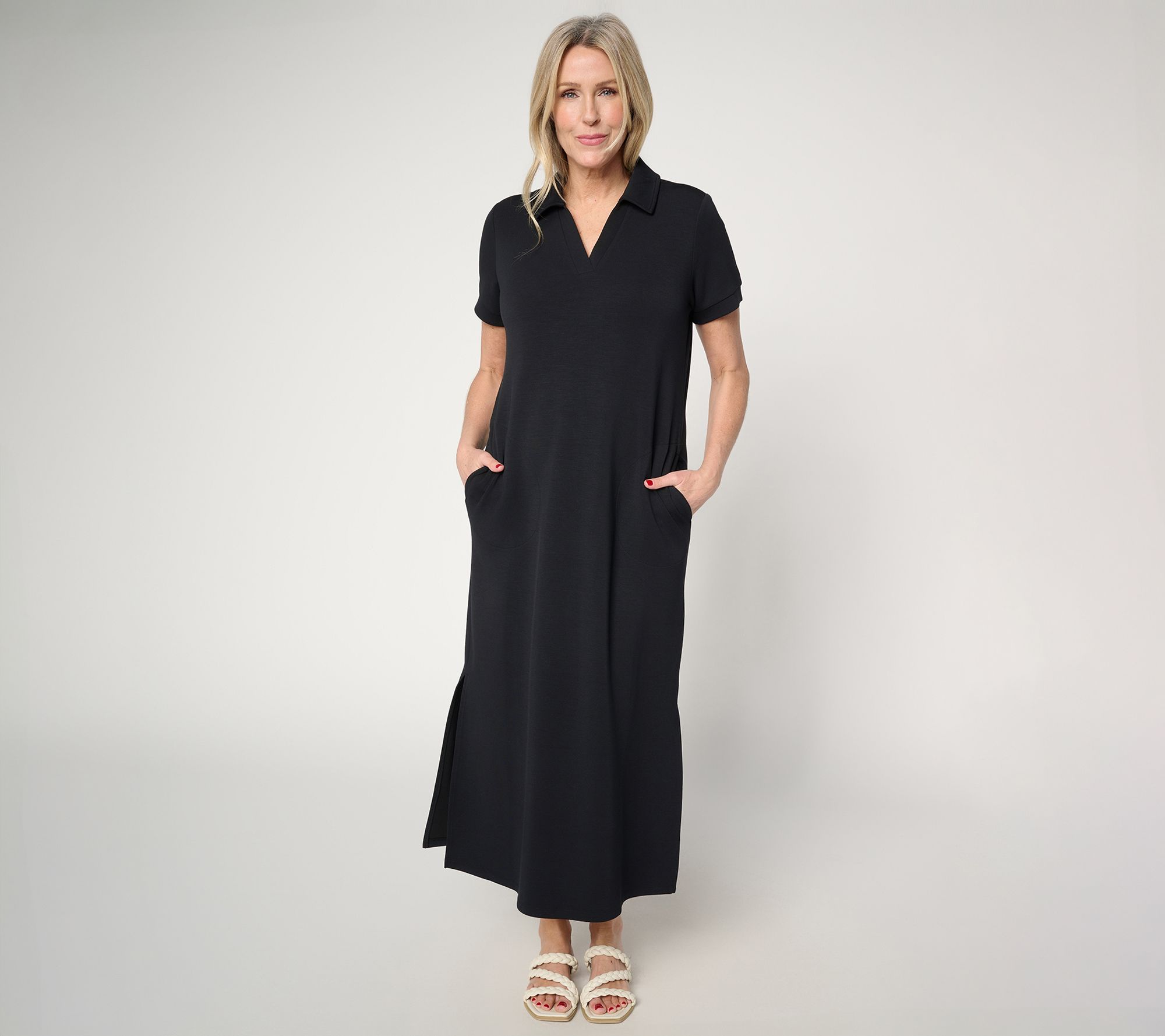 Belle by Kim Gravel Regular ScubaLuxe Escape Edit Polo Maxi Dress