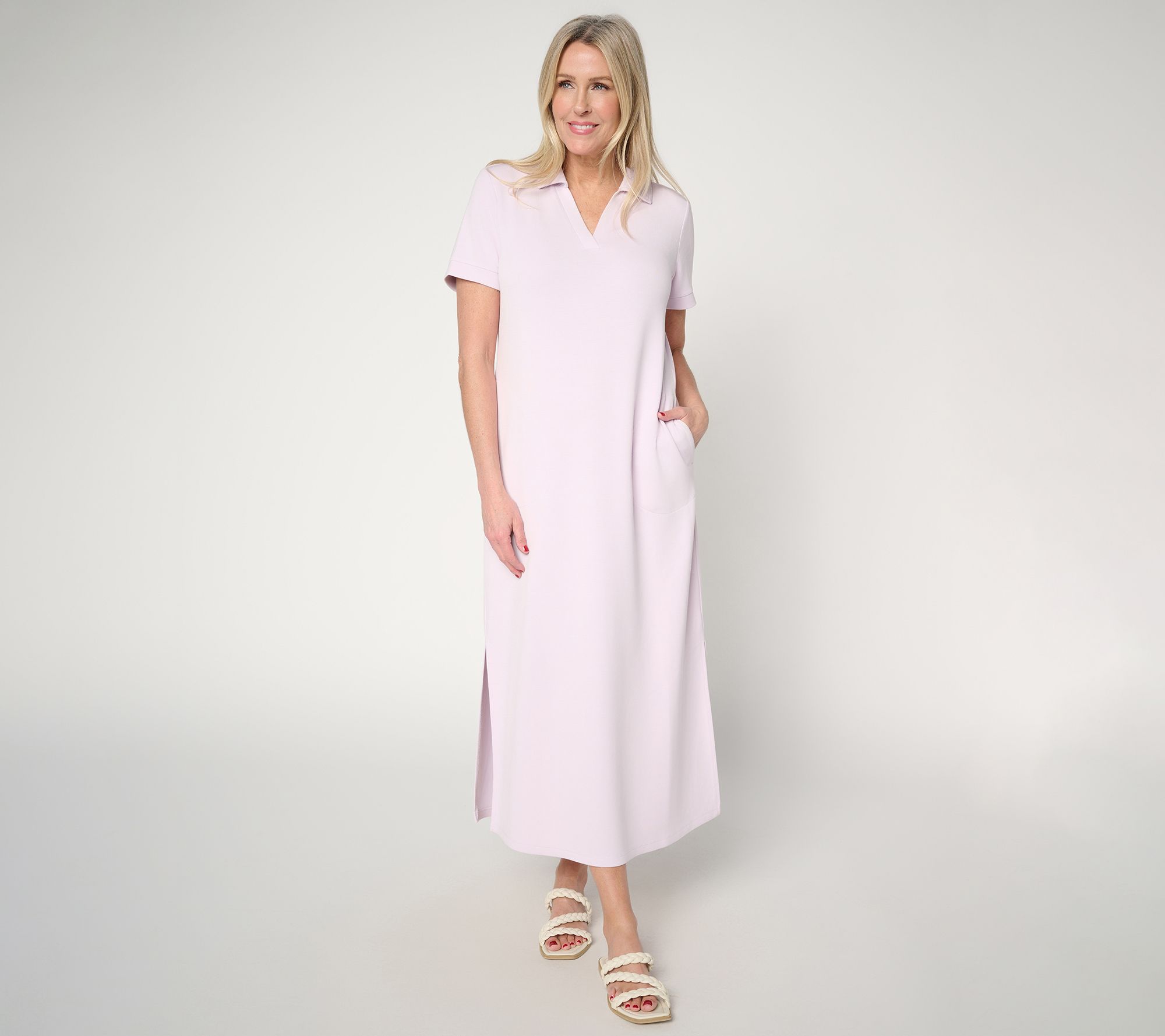 Belle by Kim Gravel Regular ScubaLuxe Escape Edit Polo Maxi Dress