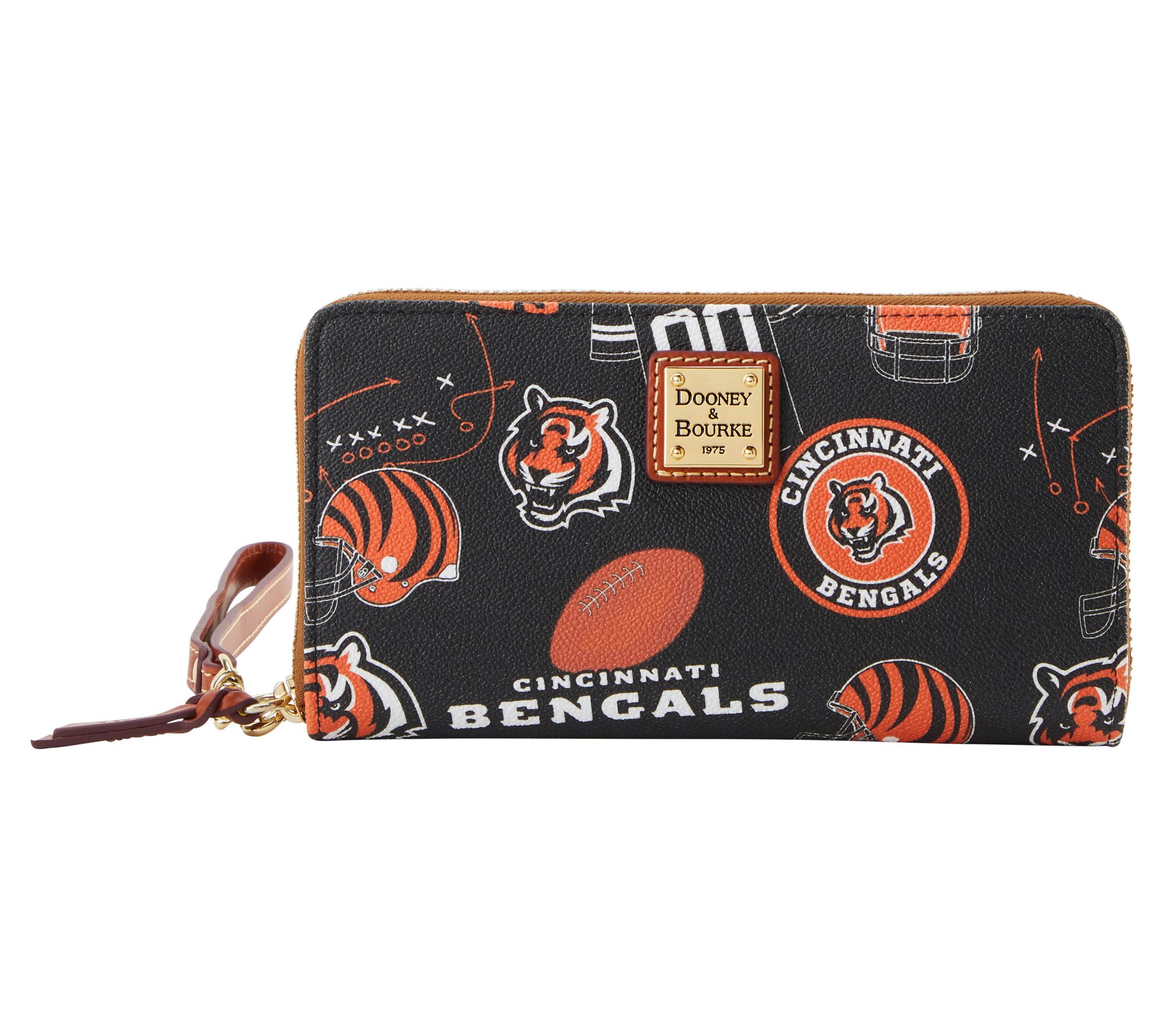 "As Is" Dooney & Bourke Coated Cotton NFL Large Zip Around Wristlet