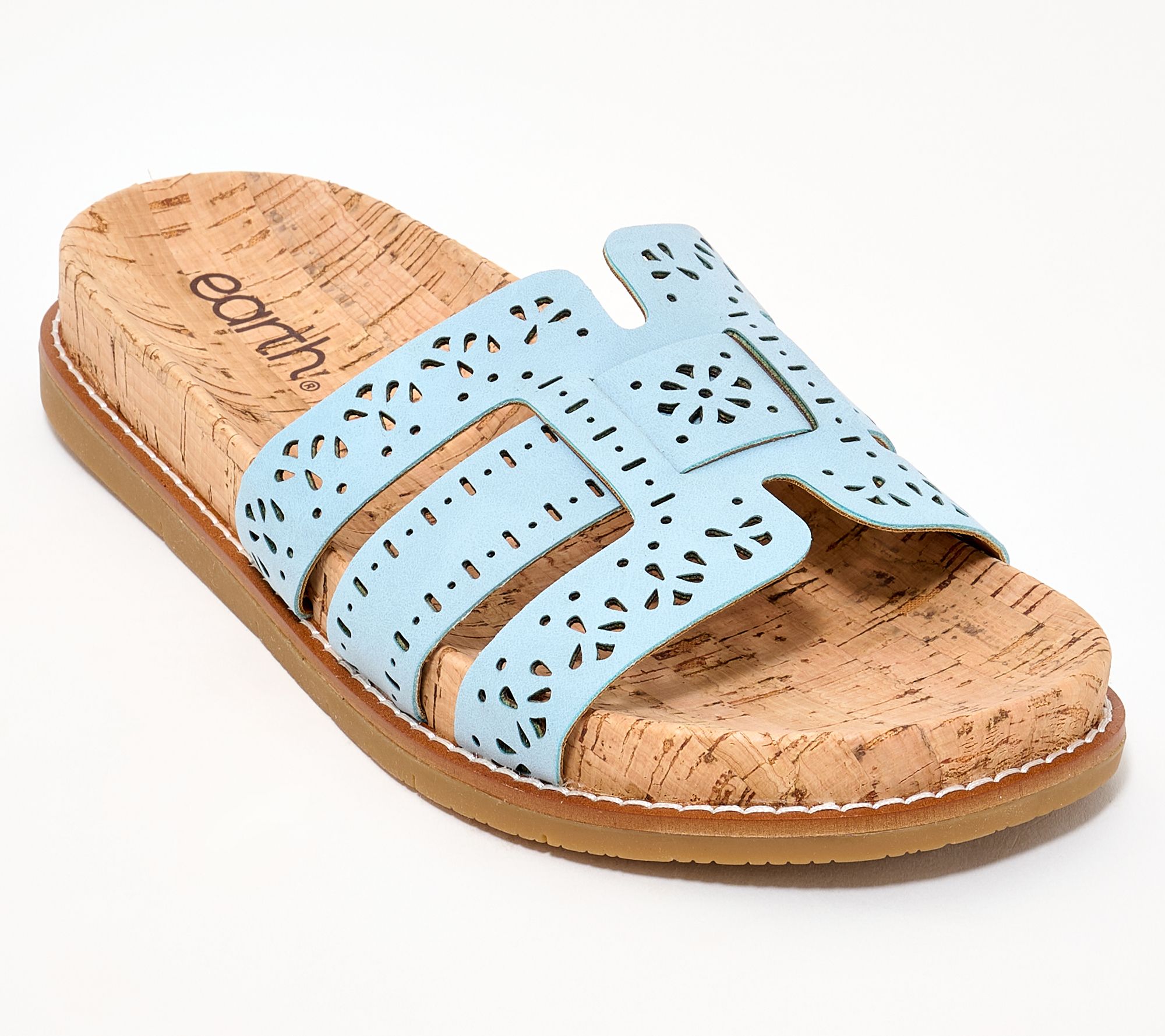 Earth Perforated Slide Sandals -Fairren