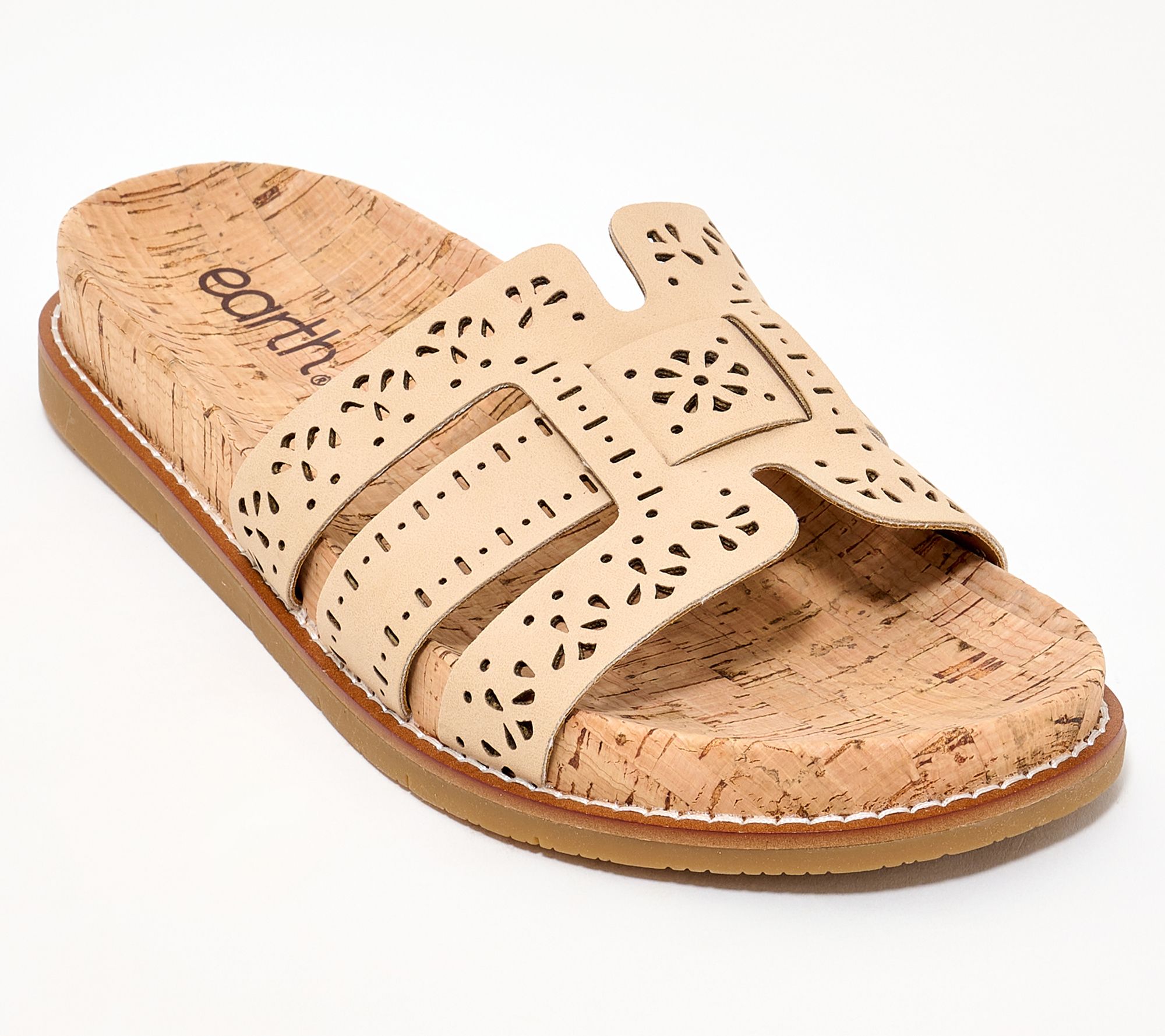 Earth Perforated Slide Sandals -Fairren