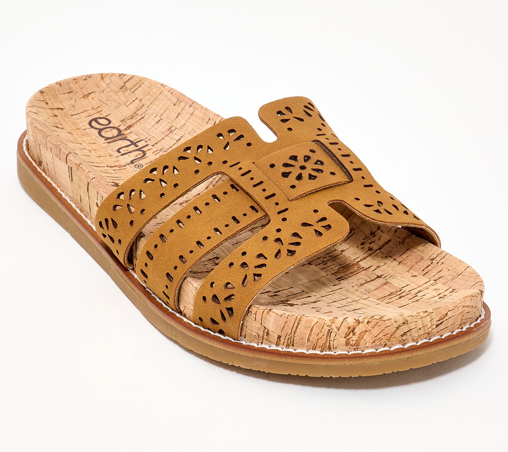 Earth Perforated Slide Sandals -Fairren