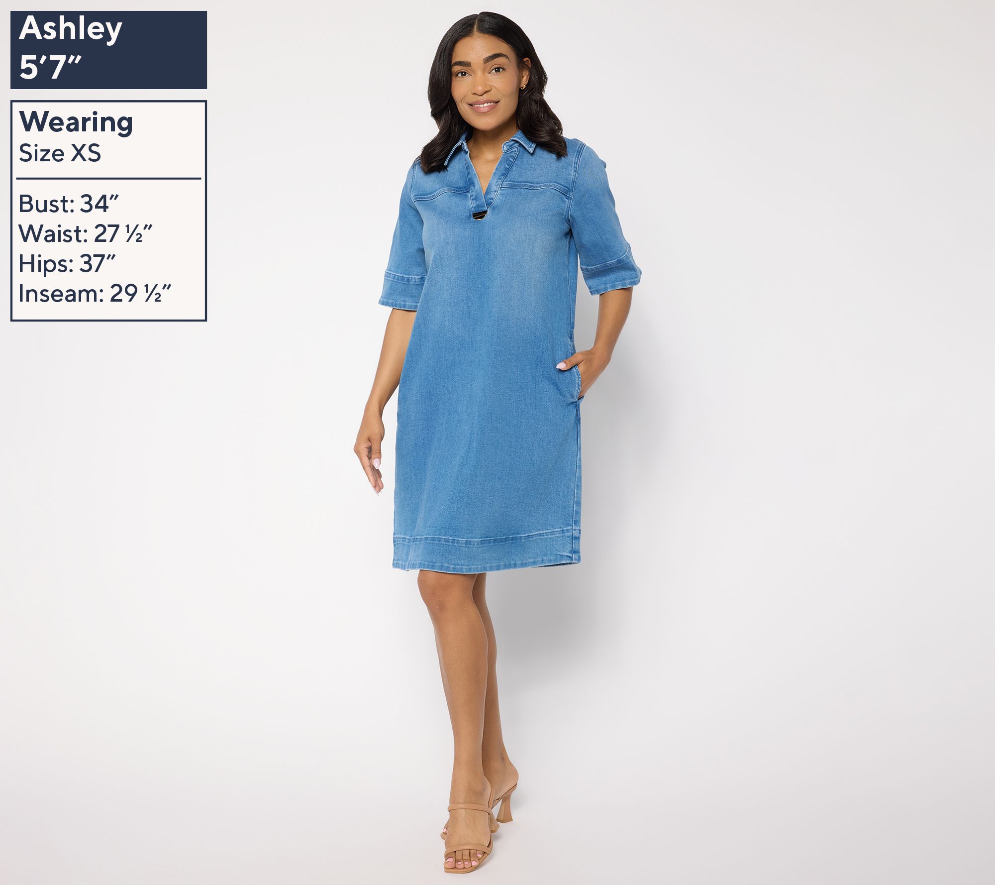 Women with Control Regular Denim Shift Dress - QVC.com