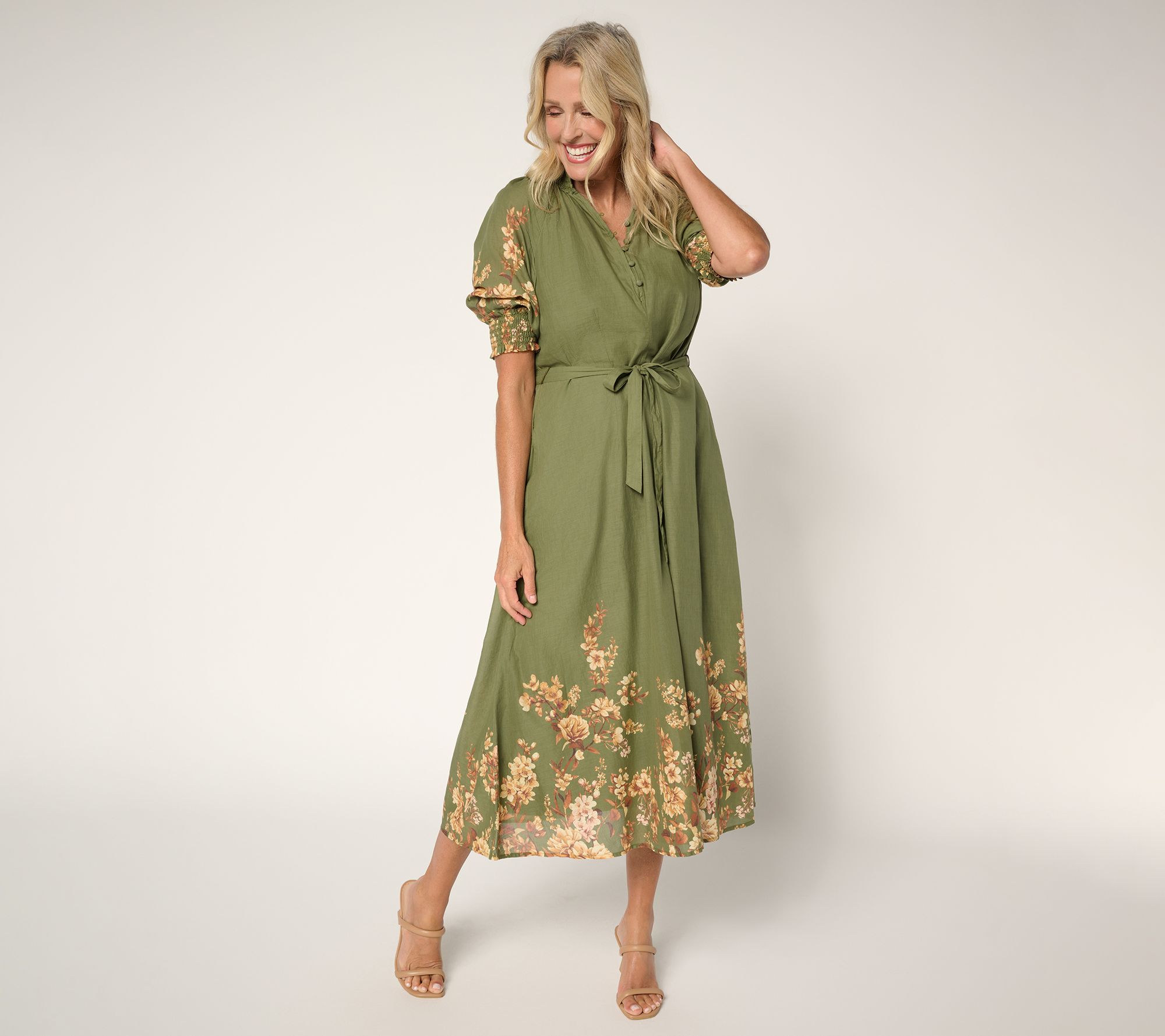 "As Is" Ree by The Pioneer Woman Regular Printed Cotton Midi Dress