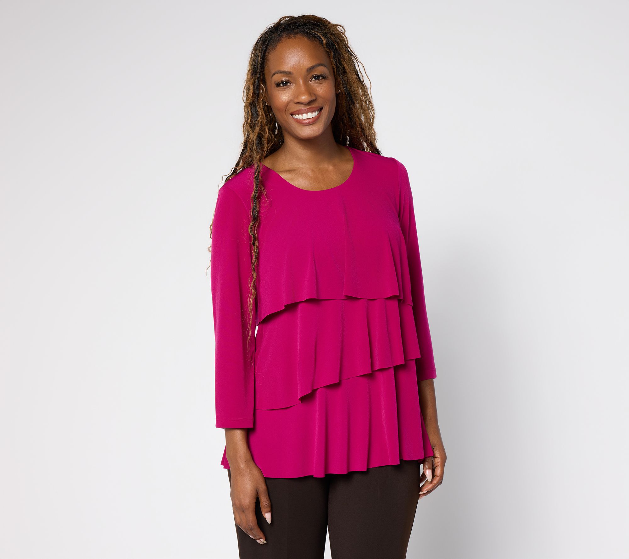 "As Is" Susan Graver Liquid Knit Scoop Neck Tiered Top