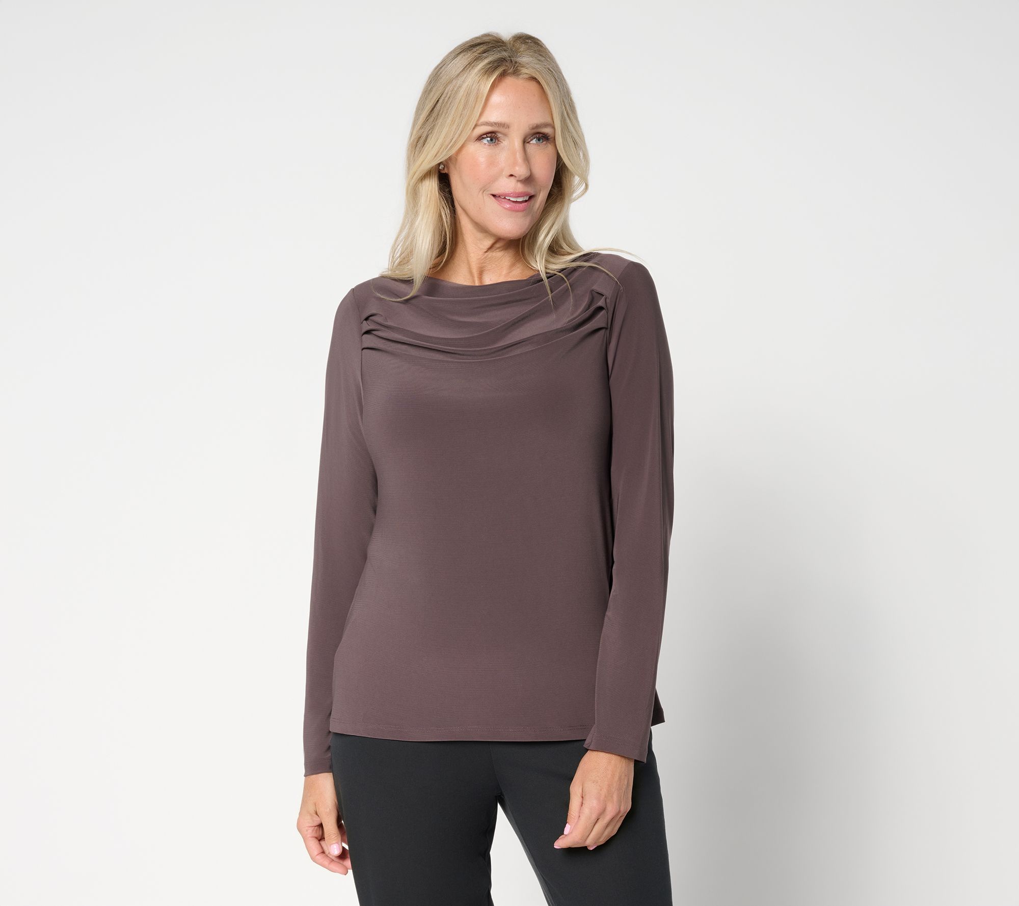 "As Is" Attitudes by Renee Como Jersey Drape Neck Top