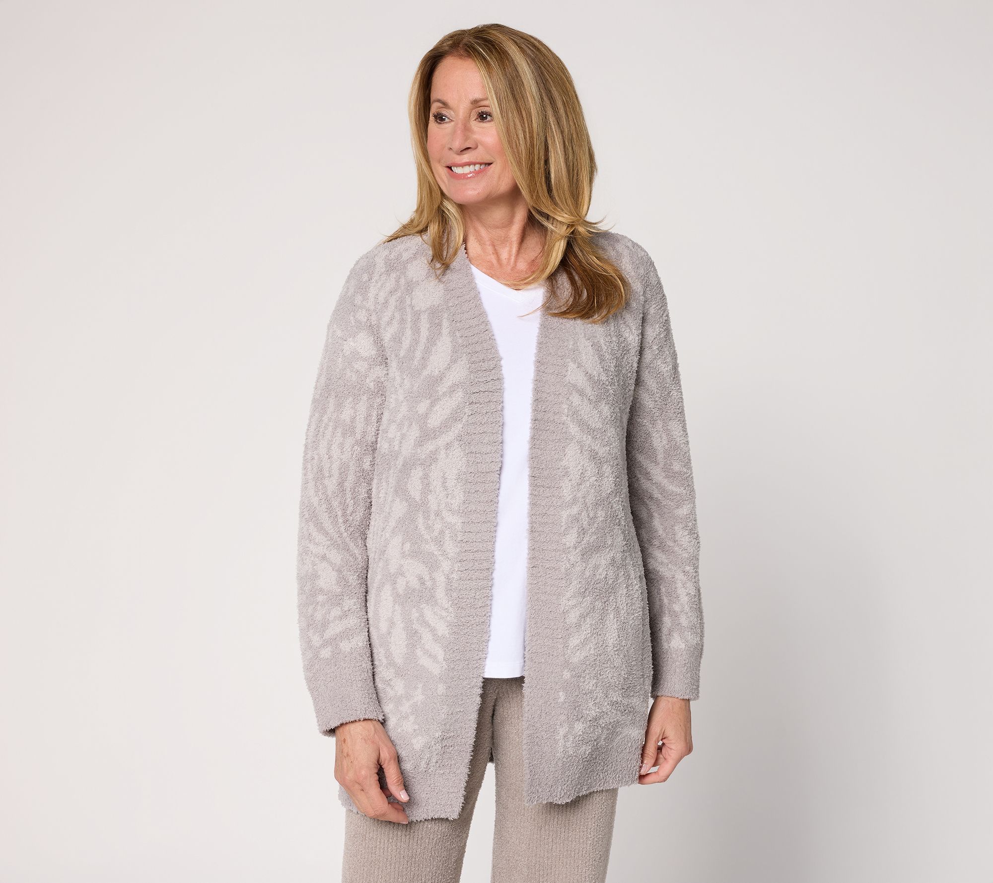 "As Is" Barefoot Dreams CozyChic Abstract Animal Open Cardigan