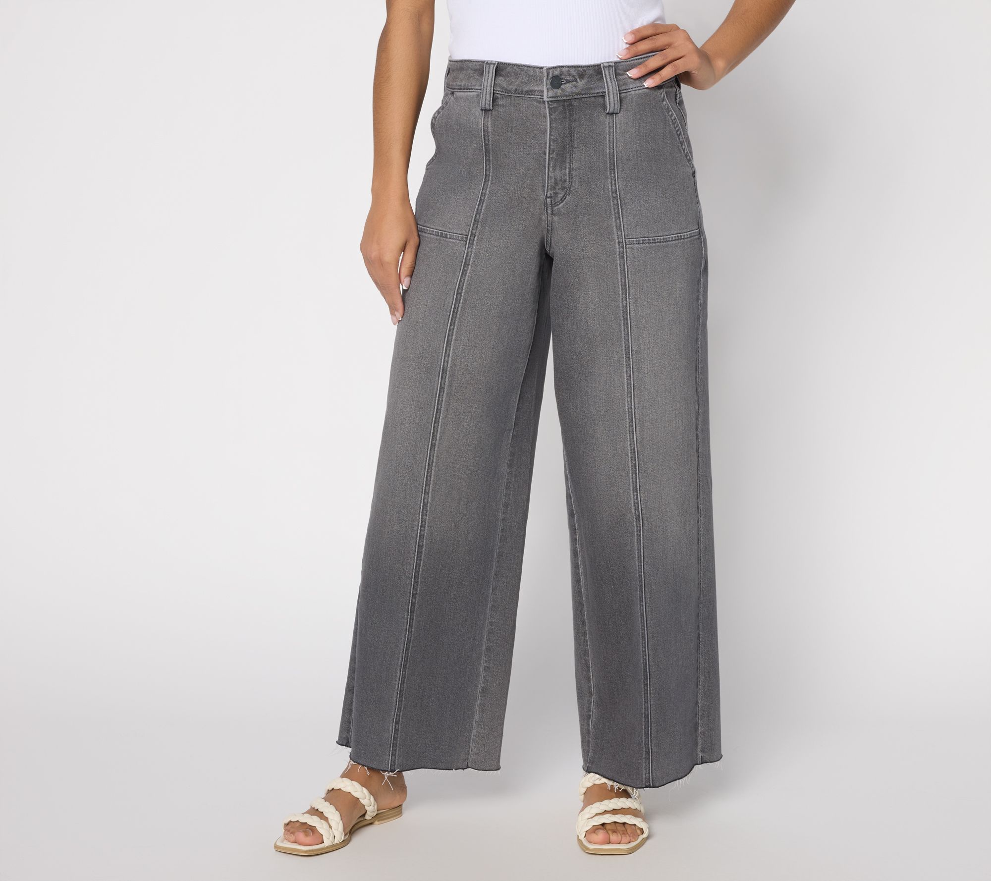"As Is" NYDJ HR Simone Utility Pocket Wide Leg Jeans with Seaming