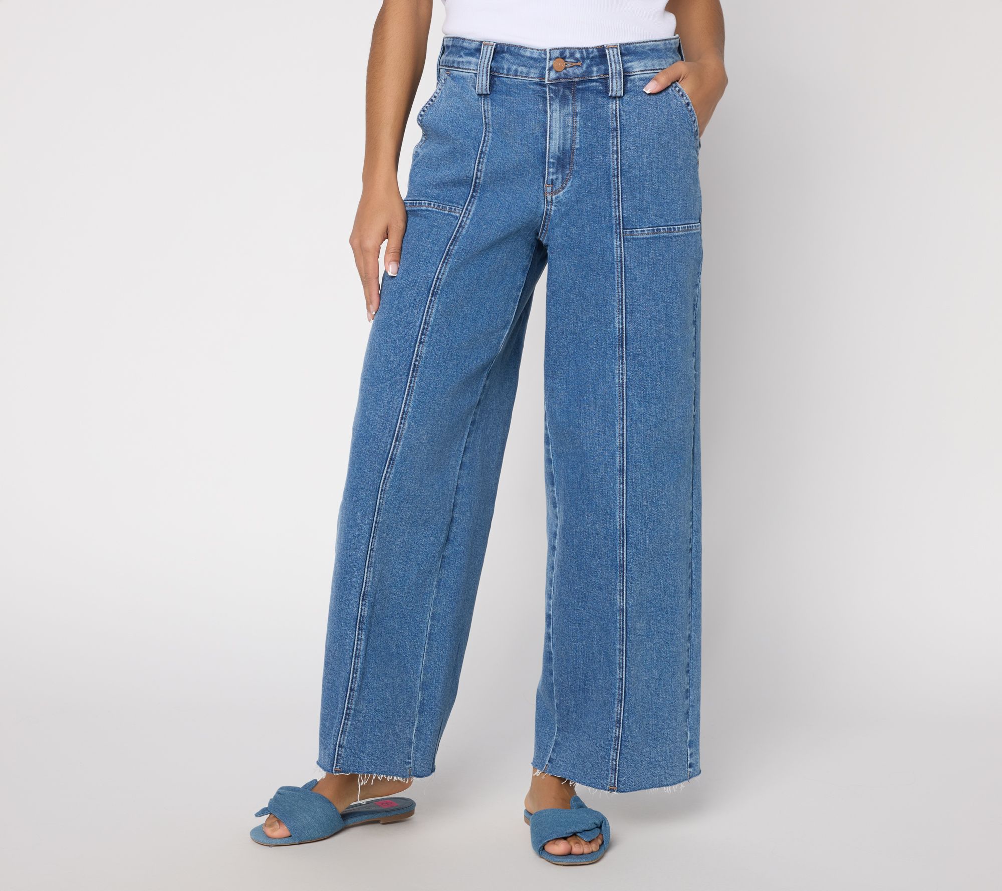 "As Is" NYDJ HR Simone Utility Pocket Wide Leg Jeans with Seaming