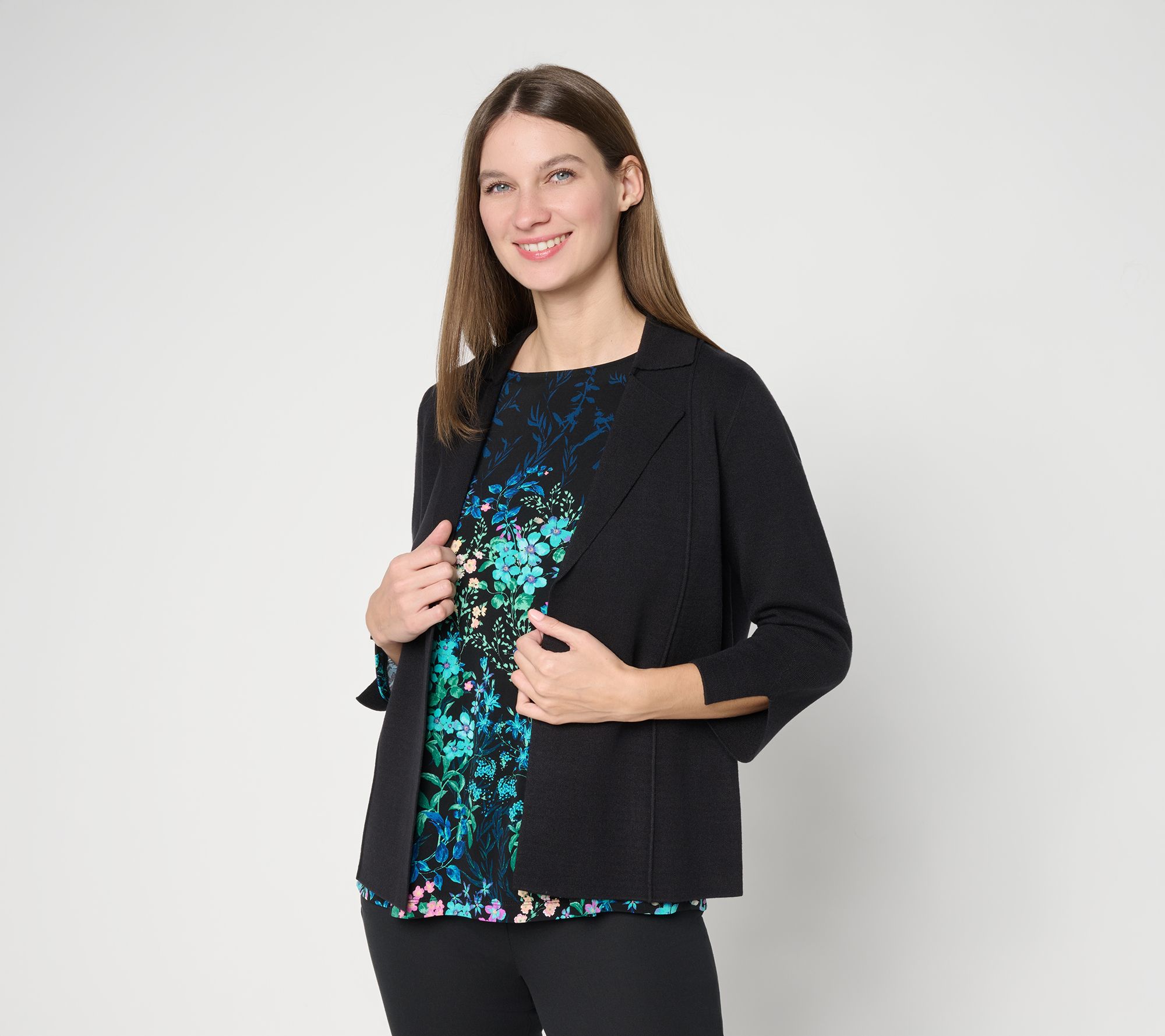 "As Is" Susan Graver Open Front Sweater Jacket