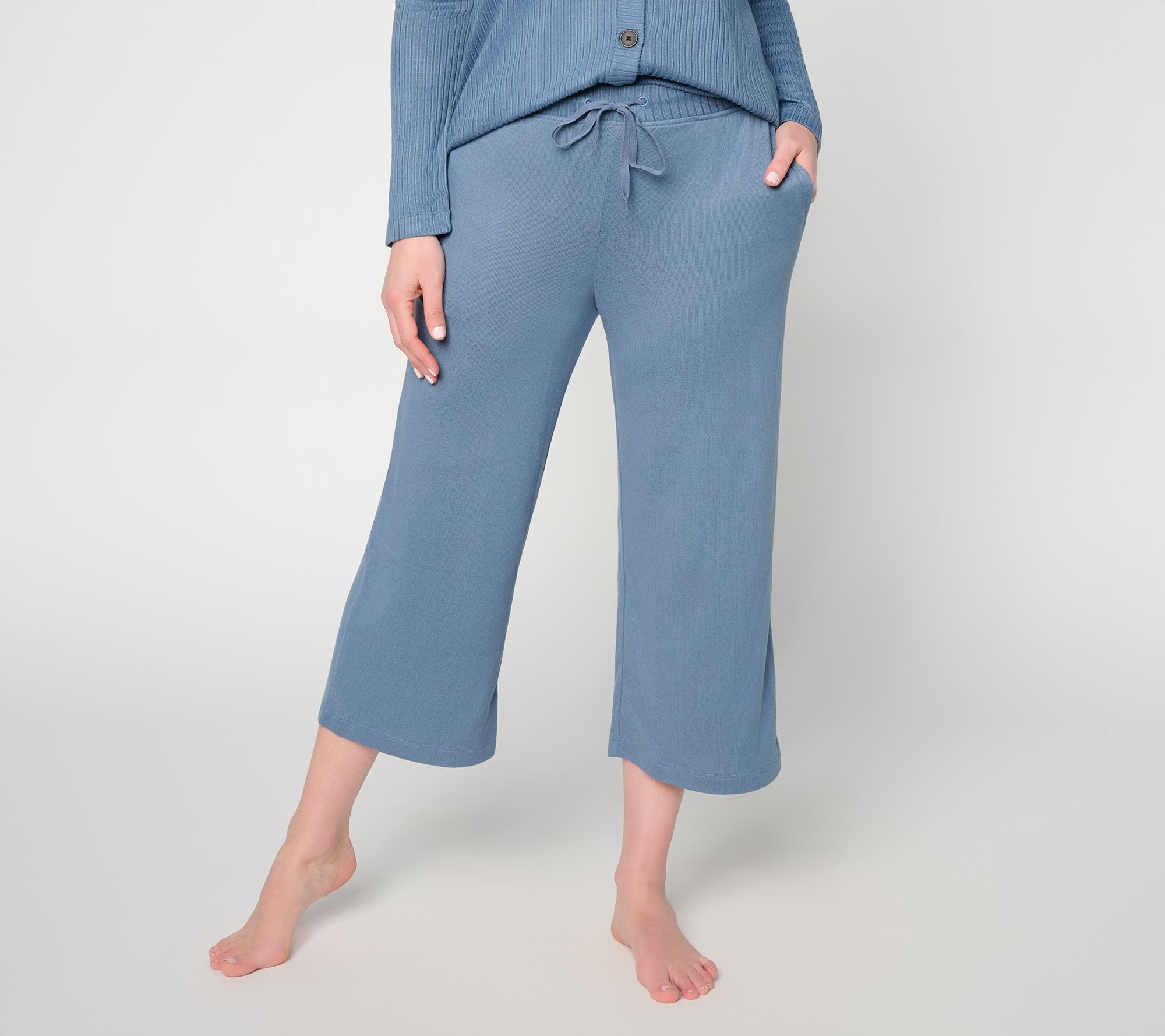 "As Is" Cuddl Duds Seriously Soft Cropped Pant with Rib Waistband