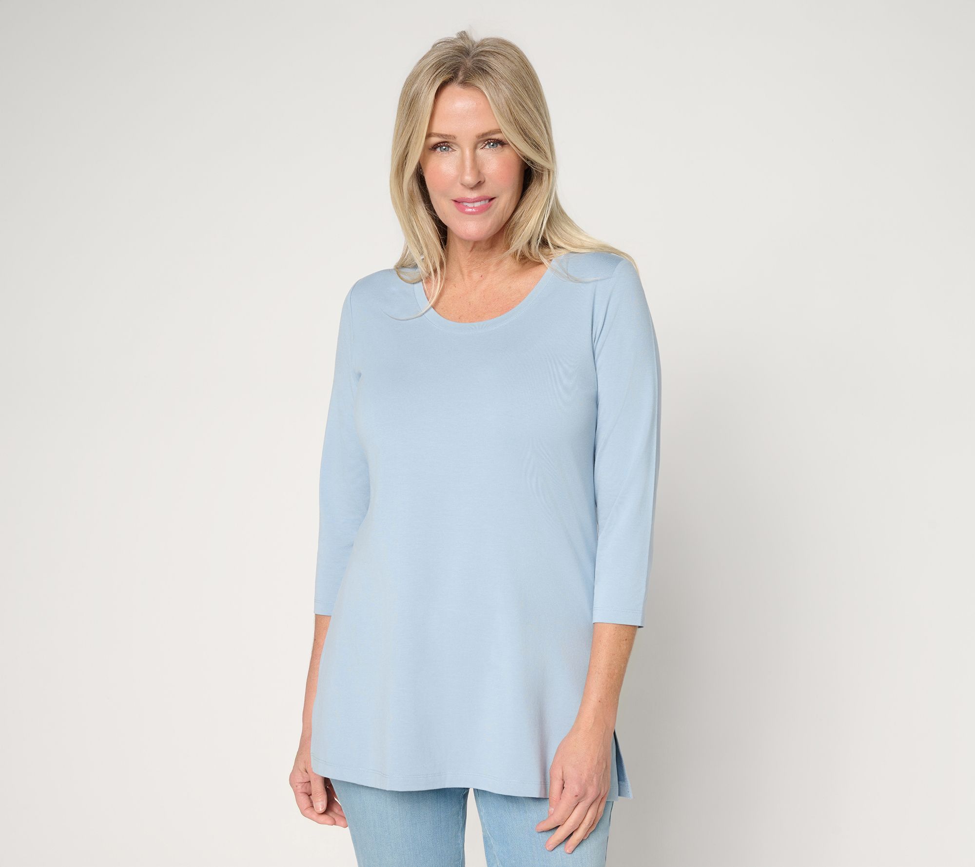 "As Is" Denim & Co. Essentials Petite So Soft Jersey Scoop Neck Tunic