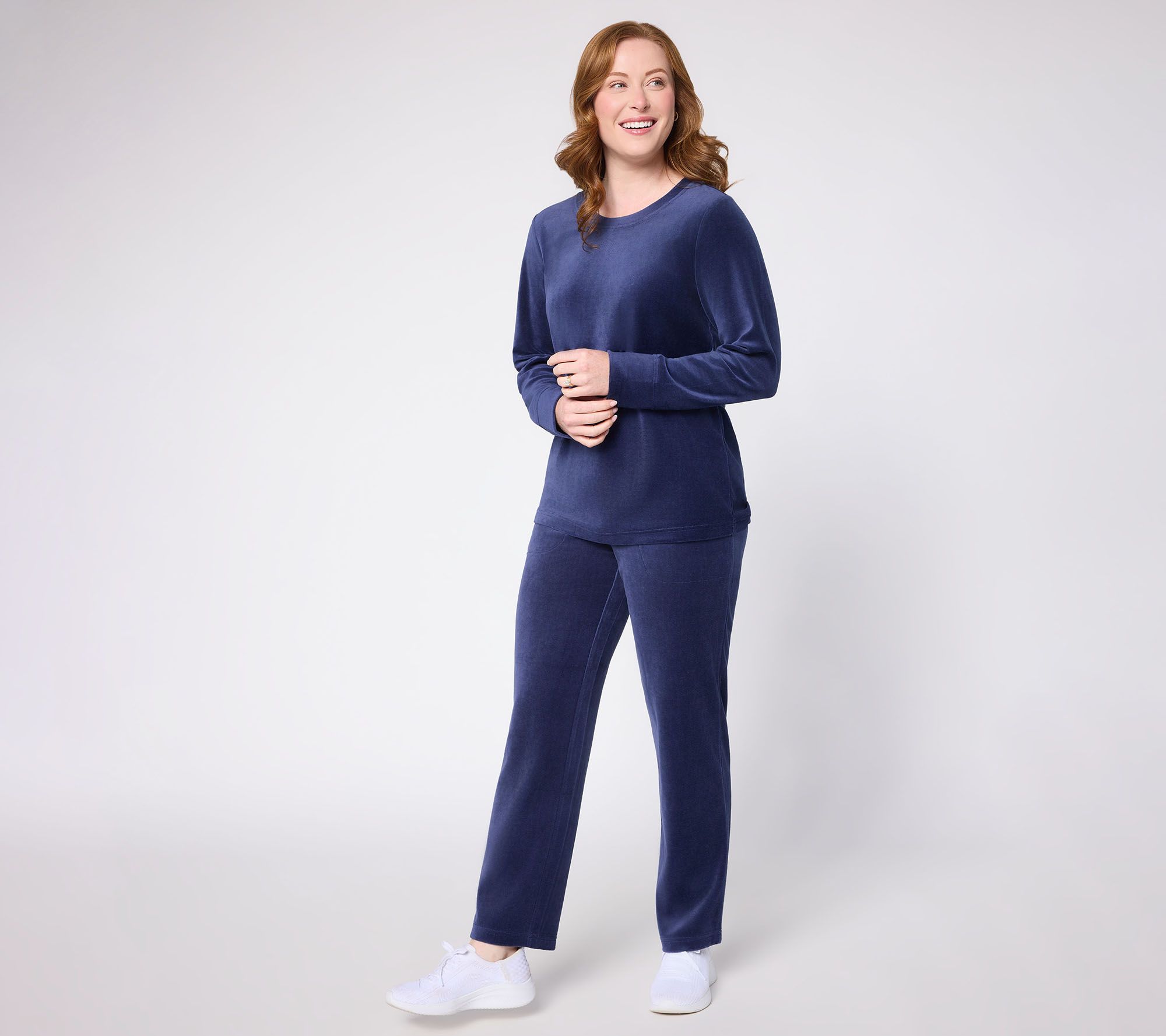 Denim & Co. Active Regular Velour Top and Pants Set