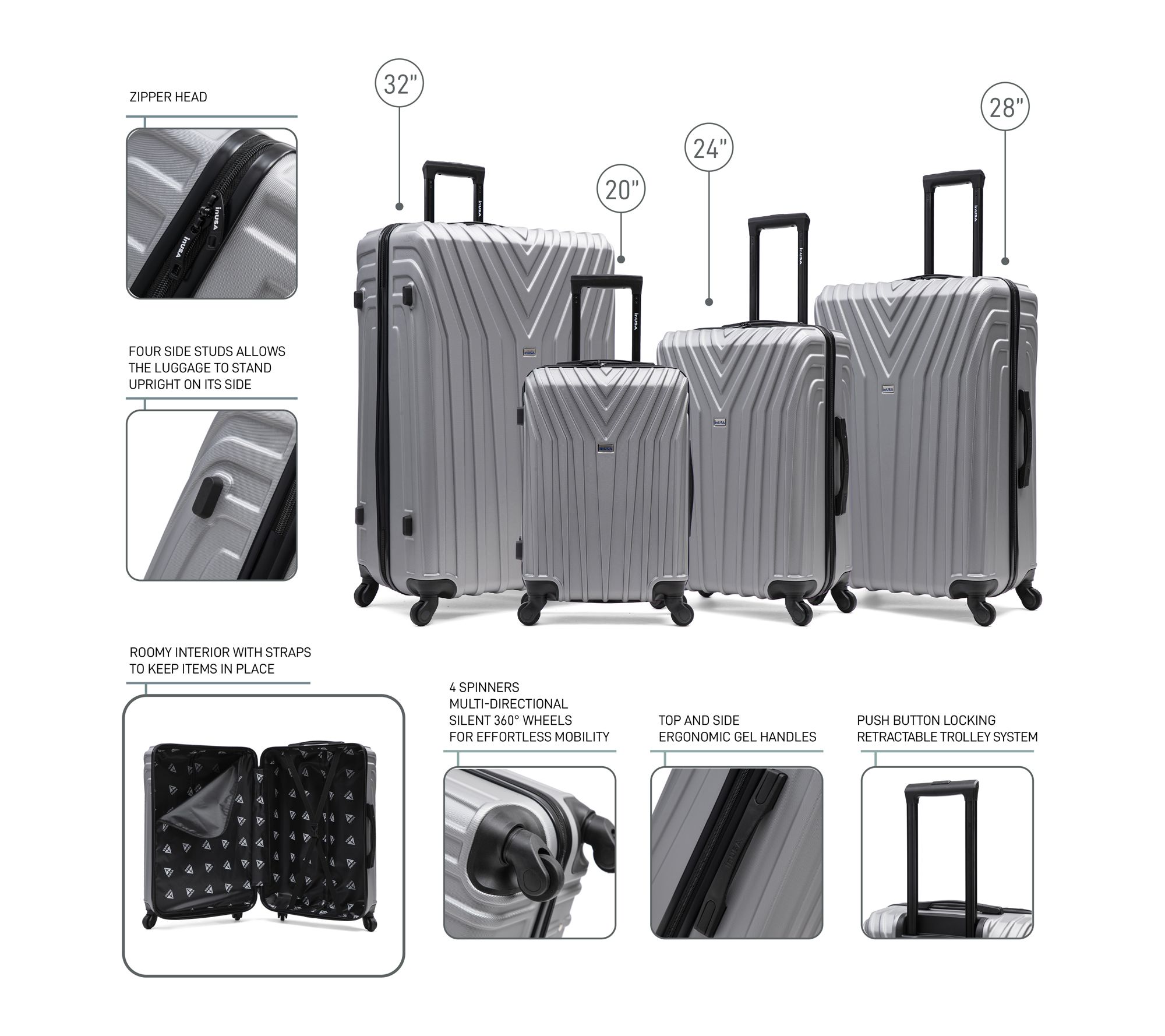 WANIMA セット InUSA Vasty Lightweight Hardside Spinner 4 Piece Luggage Set - QVC.com