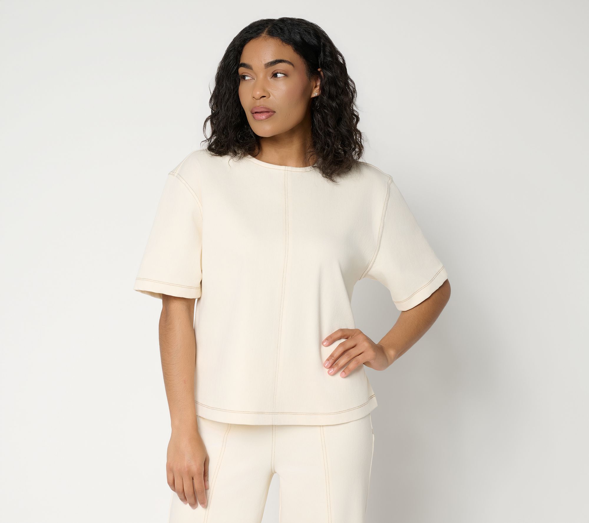 "As Is" RM Studio x Rebecca Minkoff Knit Twill Short Slv Top