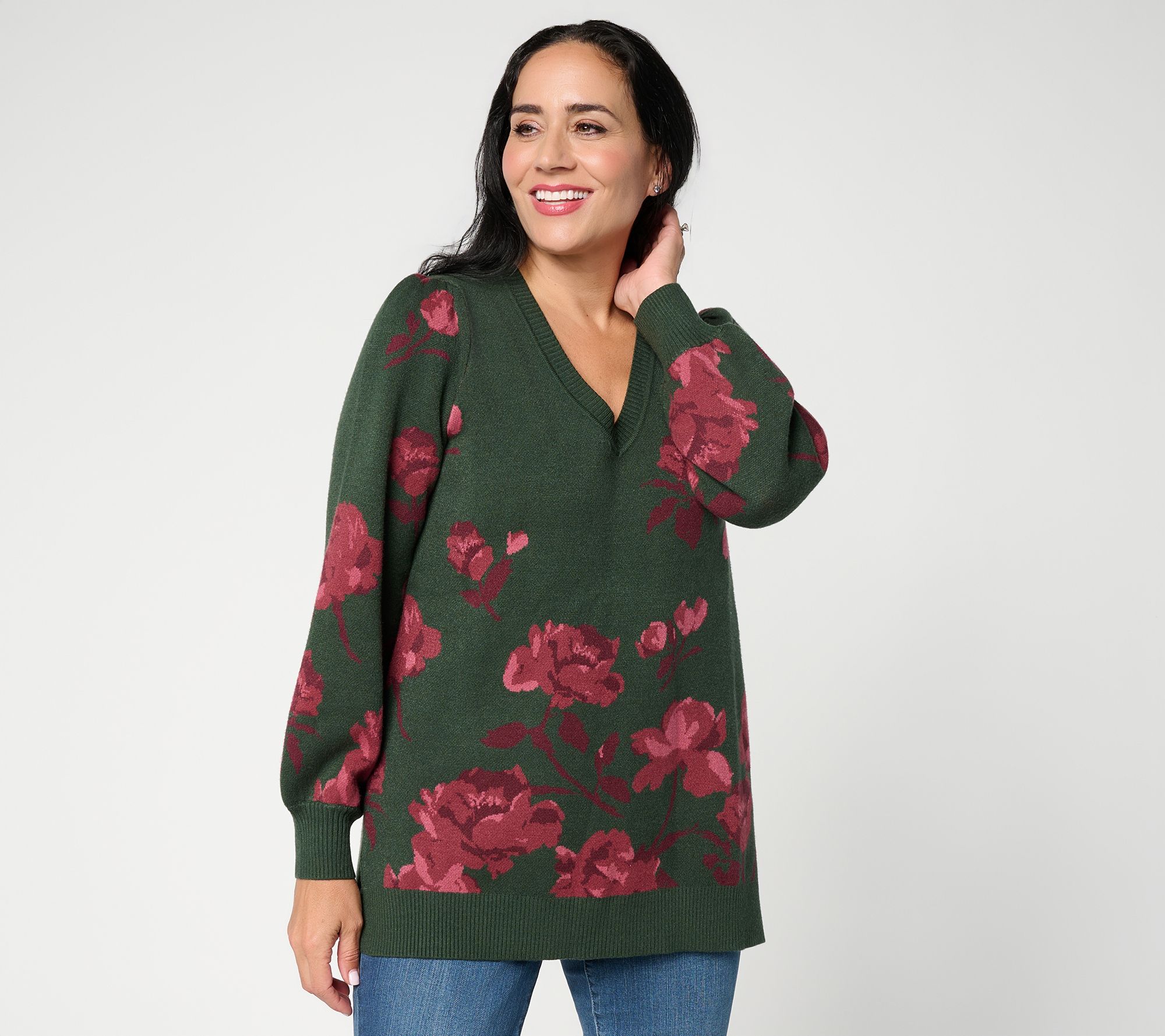  Ree by The Pioneer Woman Regular V Neck Jacquard Sweater