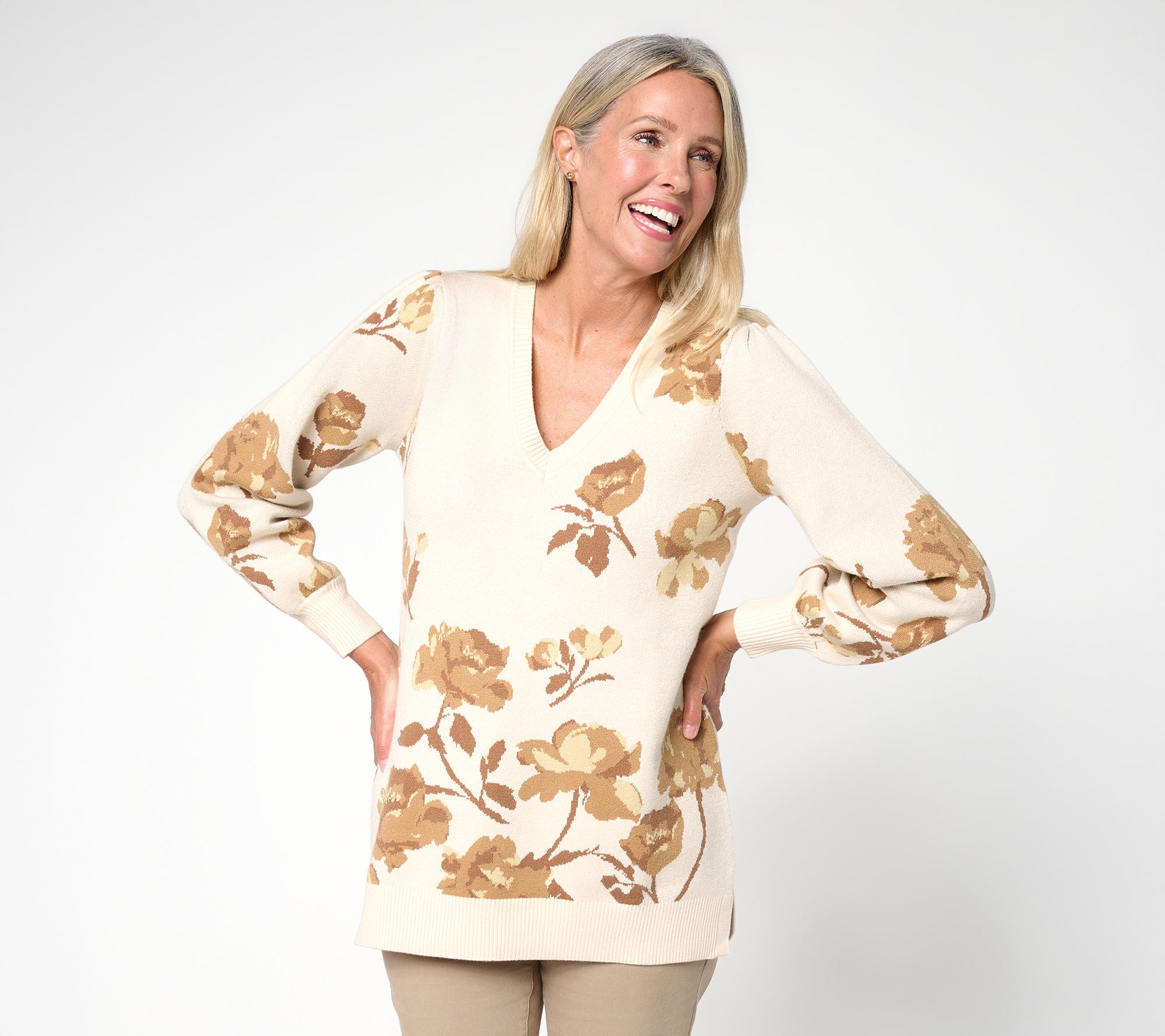 Ree by The Pioneer Woman Regular V Neck Jacquard Sweater