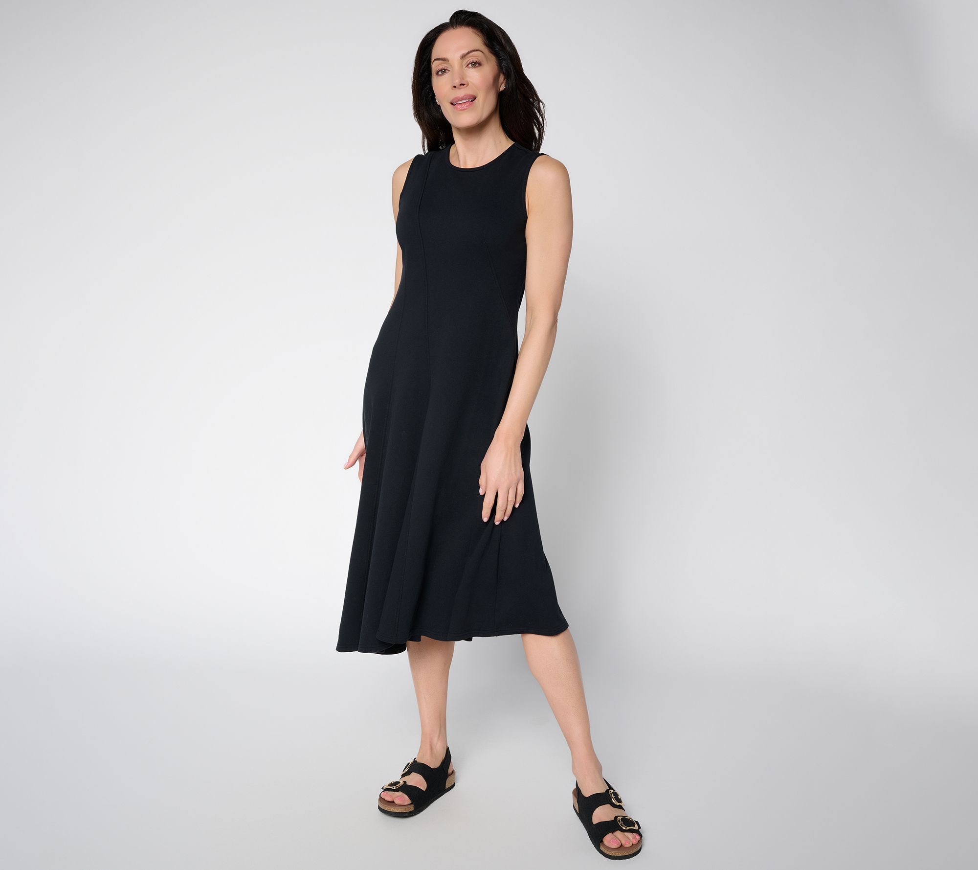 "As Is" Peace Love World Pet Crew Neck Asymmetrical Midi Dress