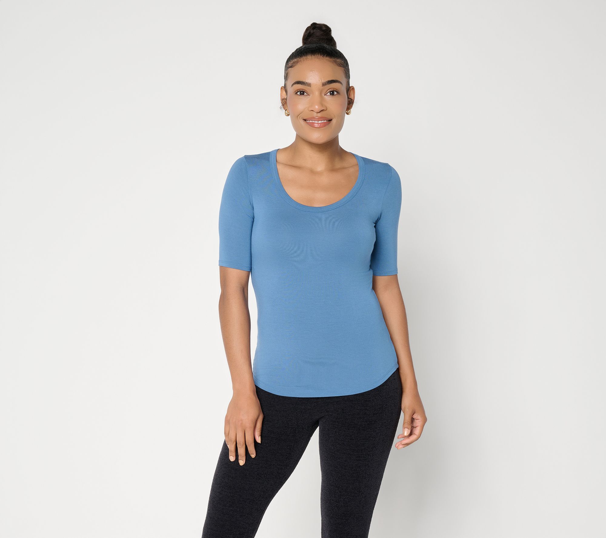 "As Is" Barefoot Dreams Modal Peached Jersey Scoop Neck Tee