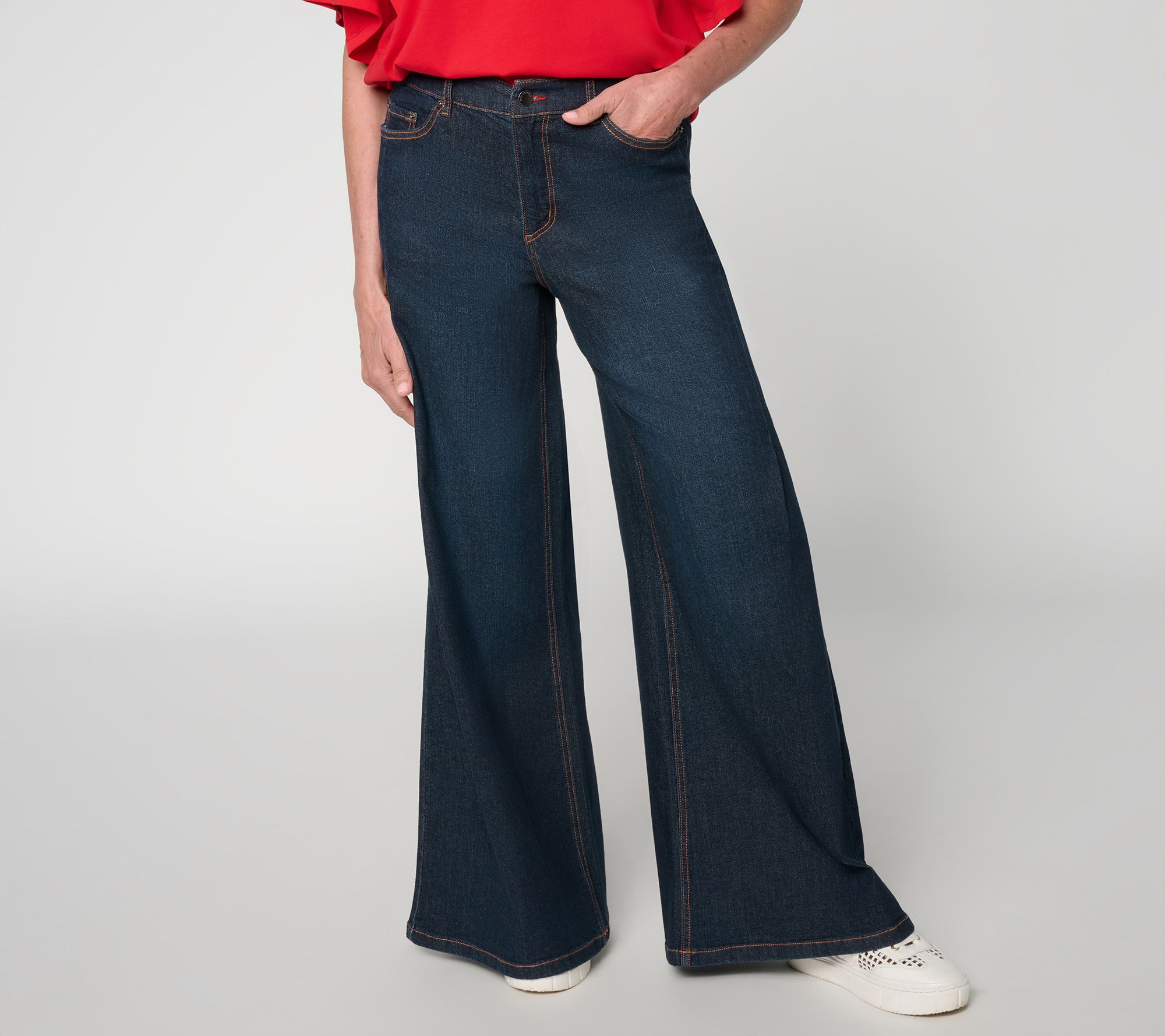 "As Is" Peace Love World Pet Full Length Side Pleat Wide Leg Denim
