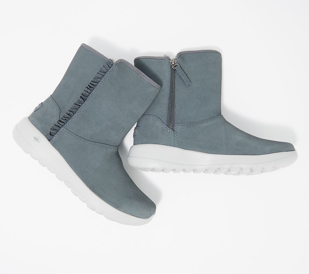 As Is Skechers On The Go Suede Ruffle Boots Qvccom