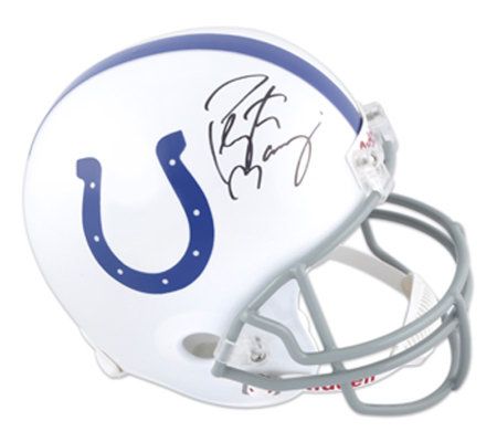 Payton Manning autographed mini helmet in case