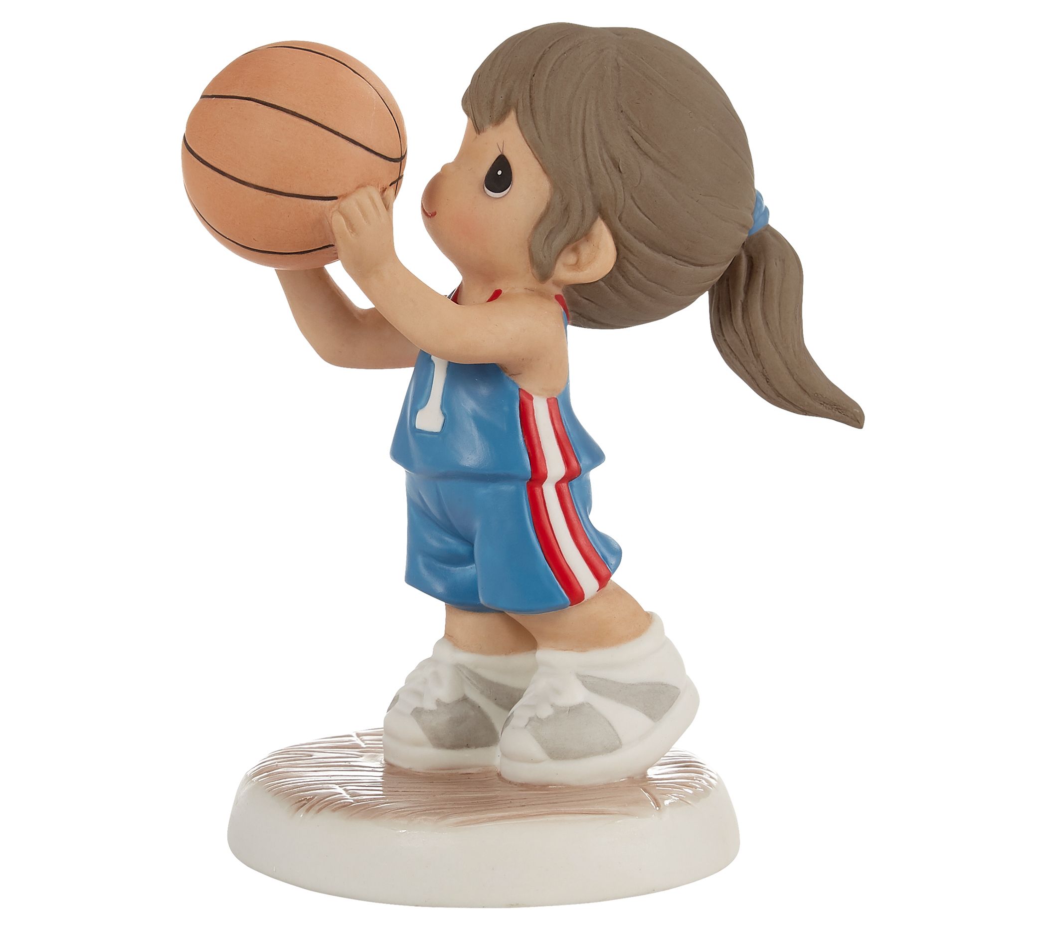 Precious Moments' Girl Playing Basketball Med S kin - Dark Hai