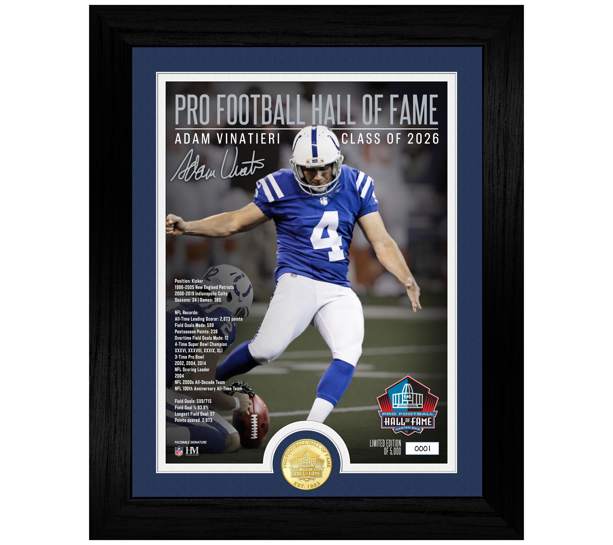 Adam Vinatieri Colts 2026 NFL Hall of Fame Induction Frame