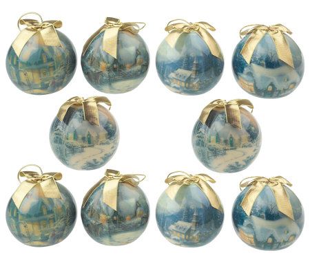 Thomas Kinkade Set of 10 Christmas Ornaments - QVC.com