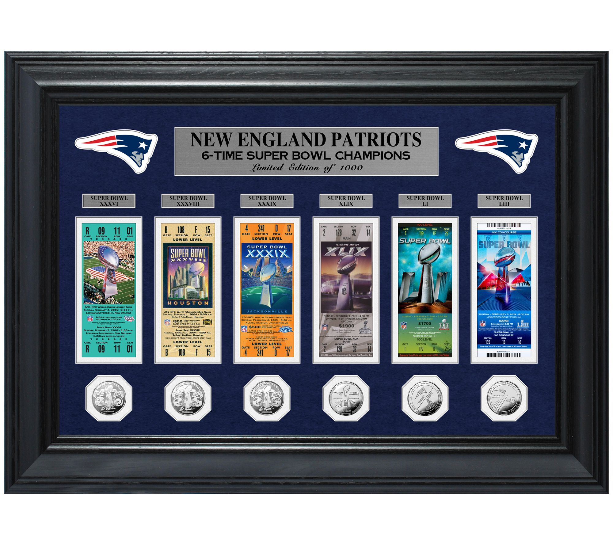 New England Patriots 6Time SB Champs Deluxe Ticket Collection