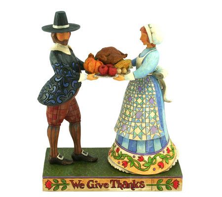 Jim Shore Heartwood Creek Pilgrims with PlatterFigurine - QVC.com