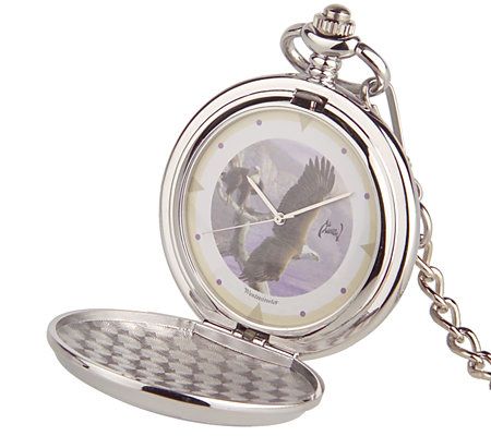 Al Agnew Animal Design Pocket Watch with Tin QVC