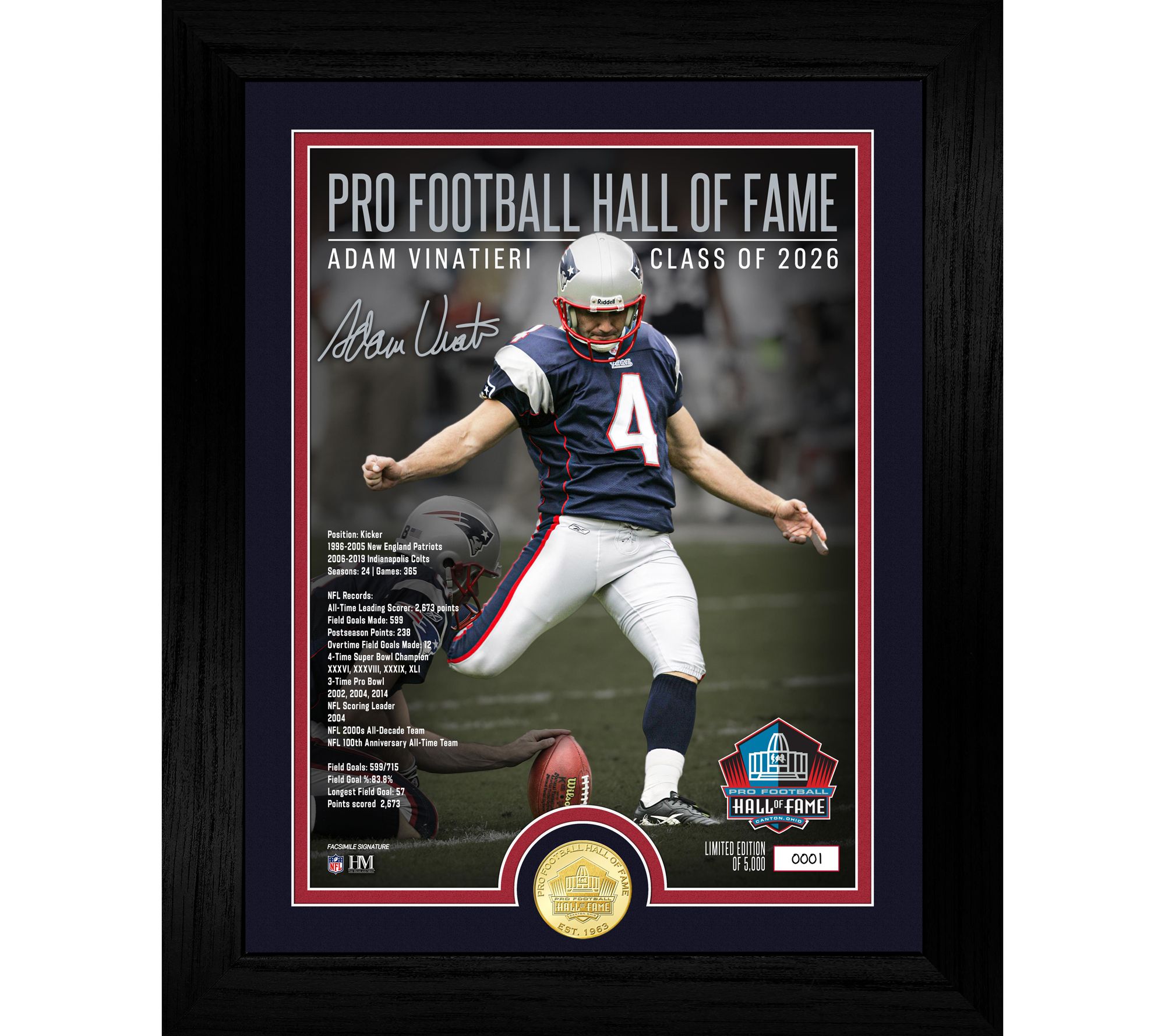 Adam Vinatieri Patriots 2026 NFL Hall of Fame Induction Frame