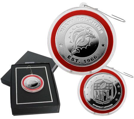 NFL Miami Dolphins Silver-Plated Coin Ornament - QVC.com