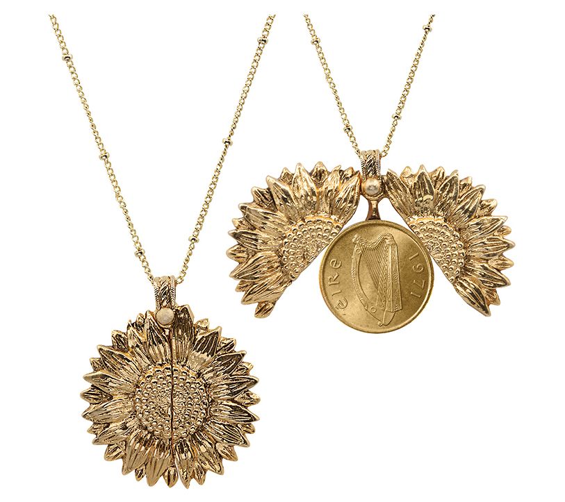 American Coin Sunflower Gold Irish Penny CoinNecklace