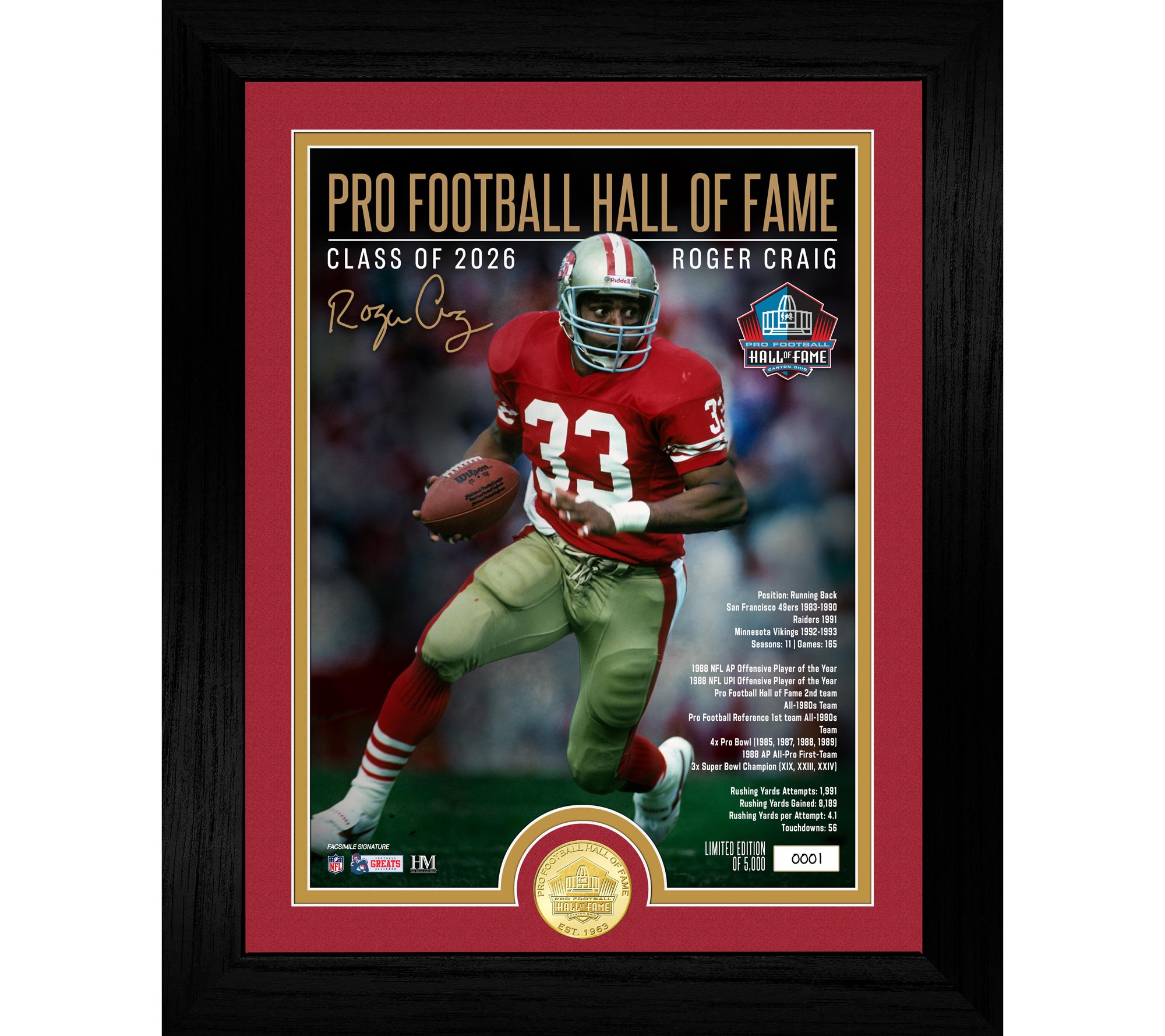 Roger Craig 2026 NFL Hall of Fame Induction Frame