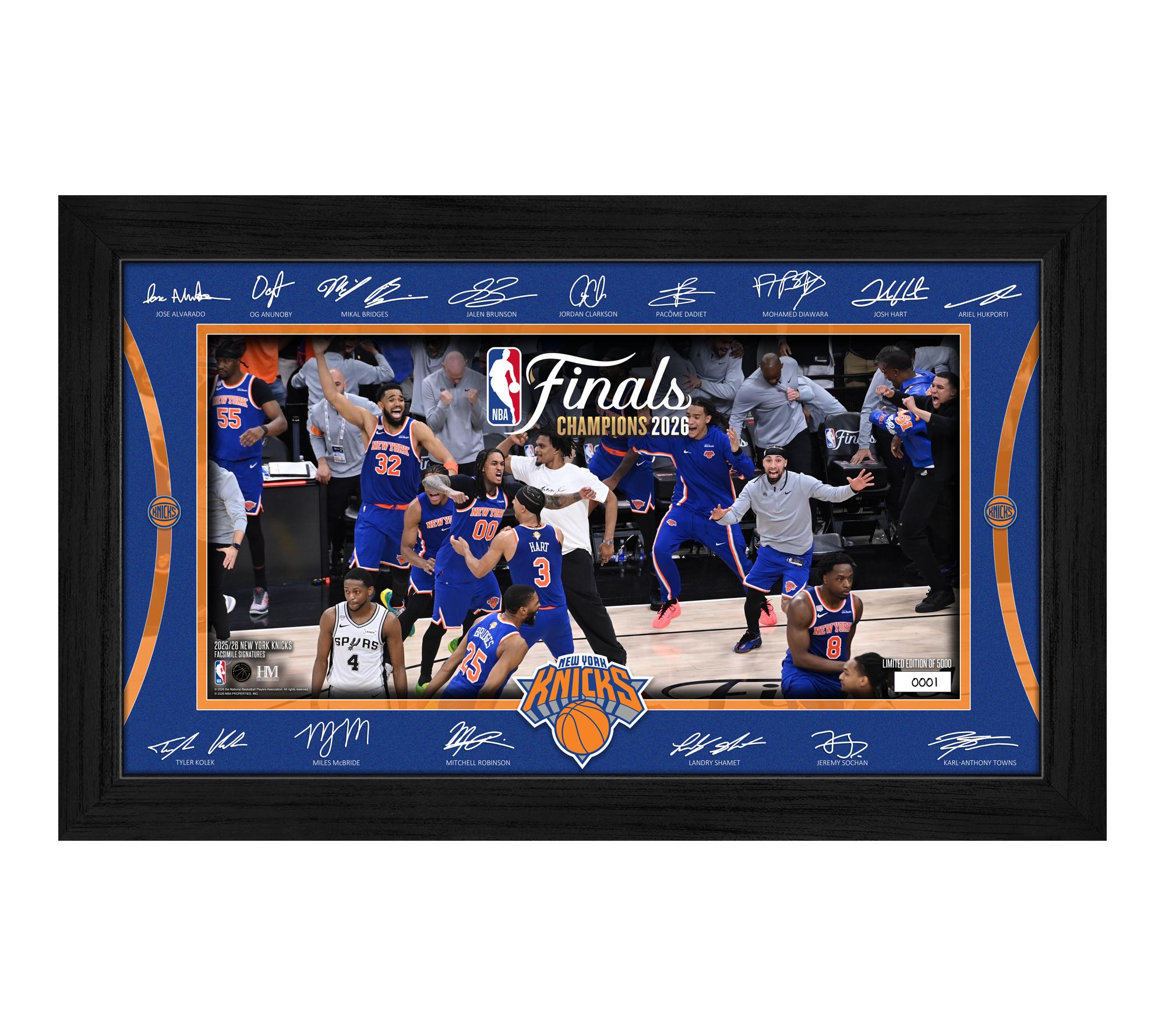 NY Knicks 2026 NBA Champions Celebration Signature Frame