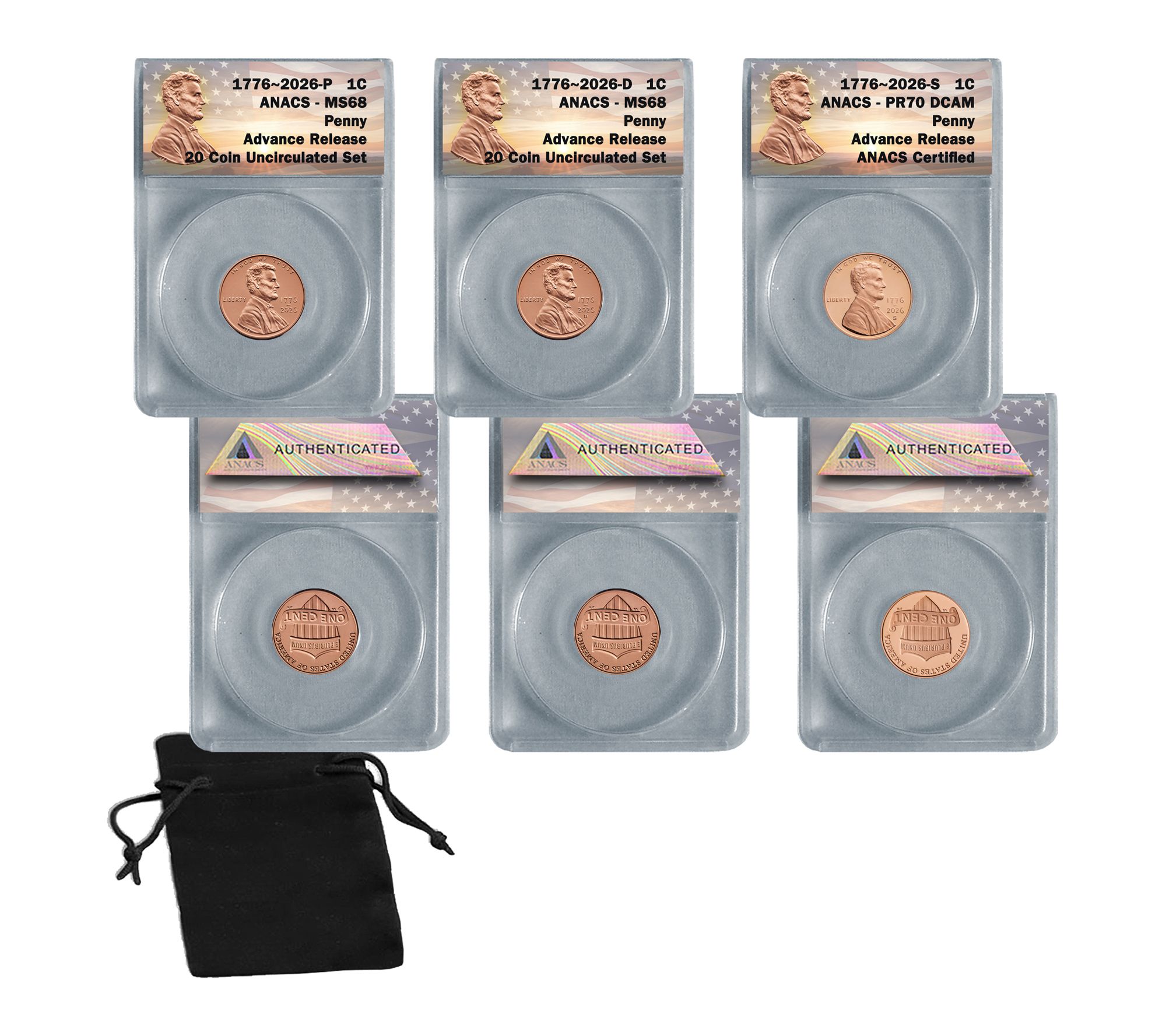 2026 PDS Lincoln Cent ANACS MS68/PR70 Set Advance
